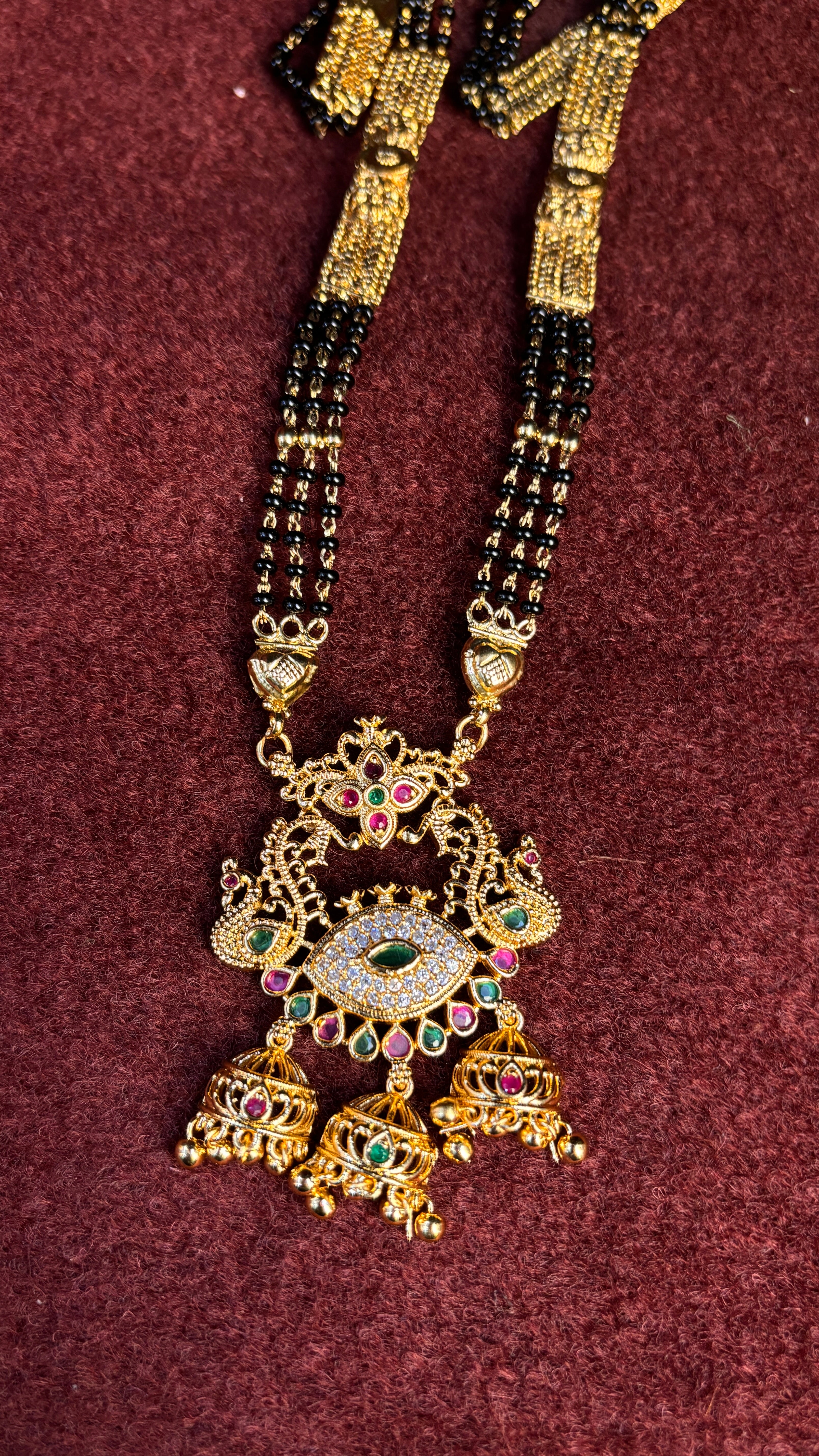 3 Line Patti Black Beads SRJLBB08