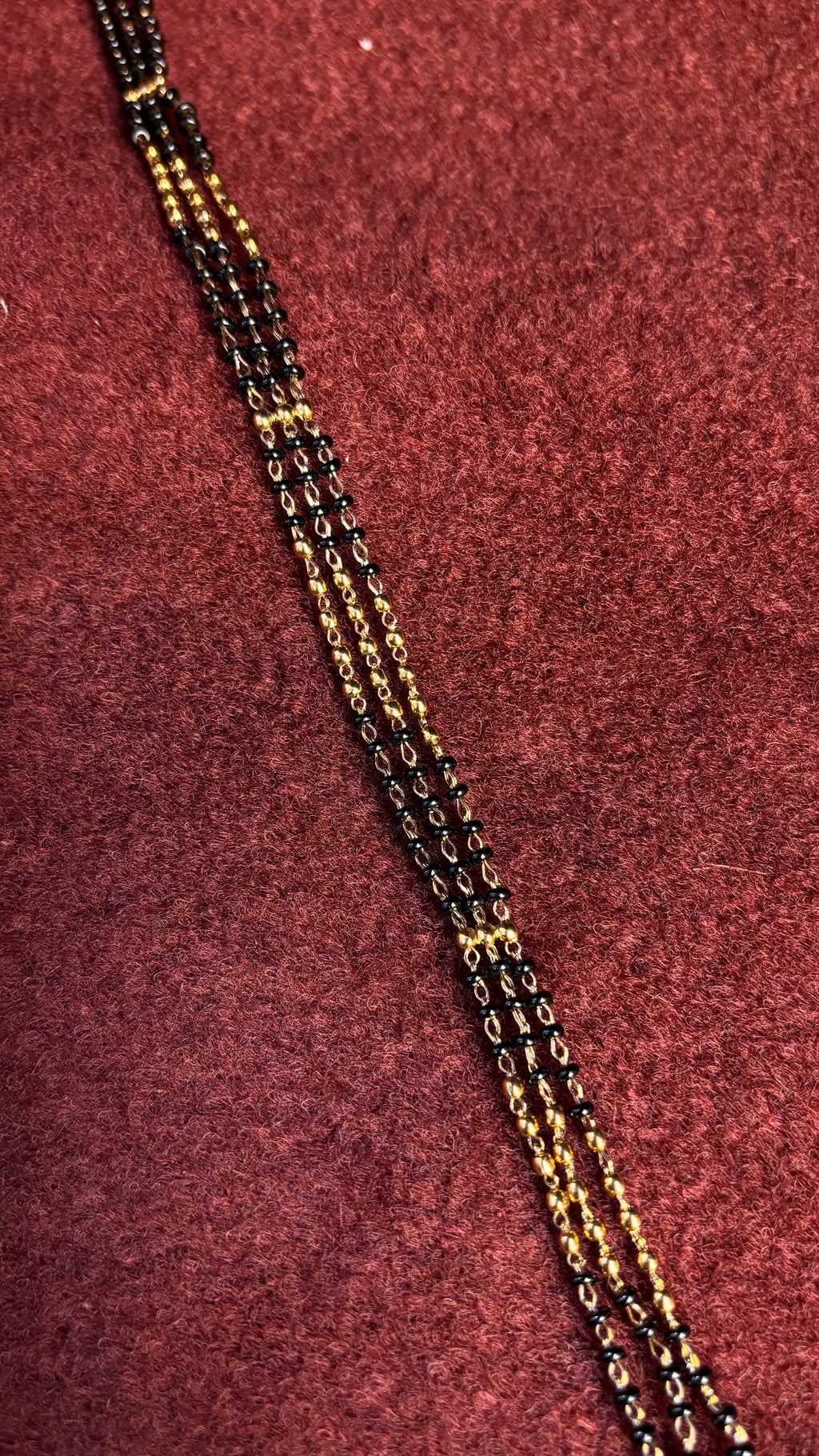 3 Line Laxmi Mata Black Beads SRJLBB08