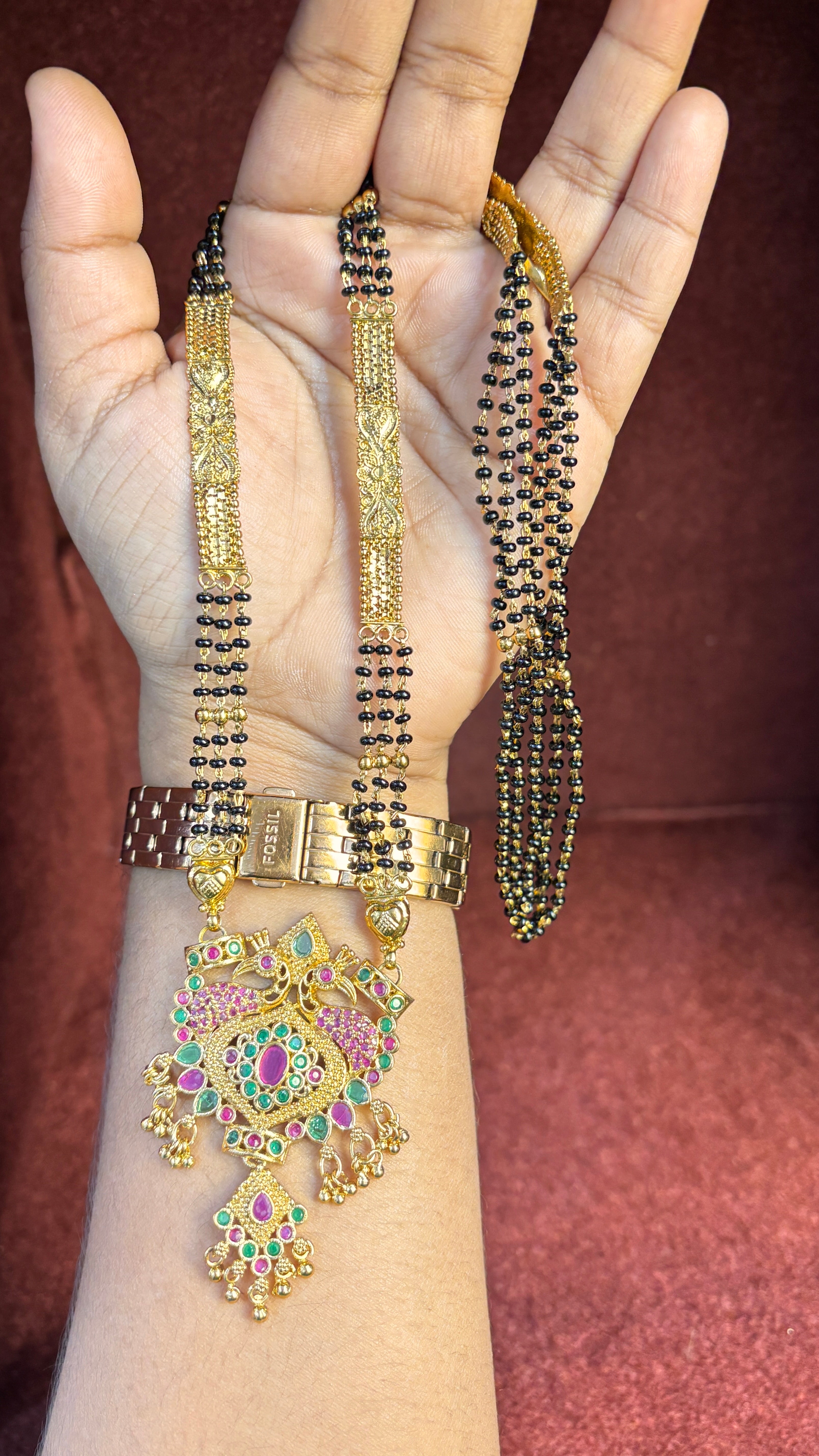 3 Line SR With Patti Black Beads SRJLBB09