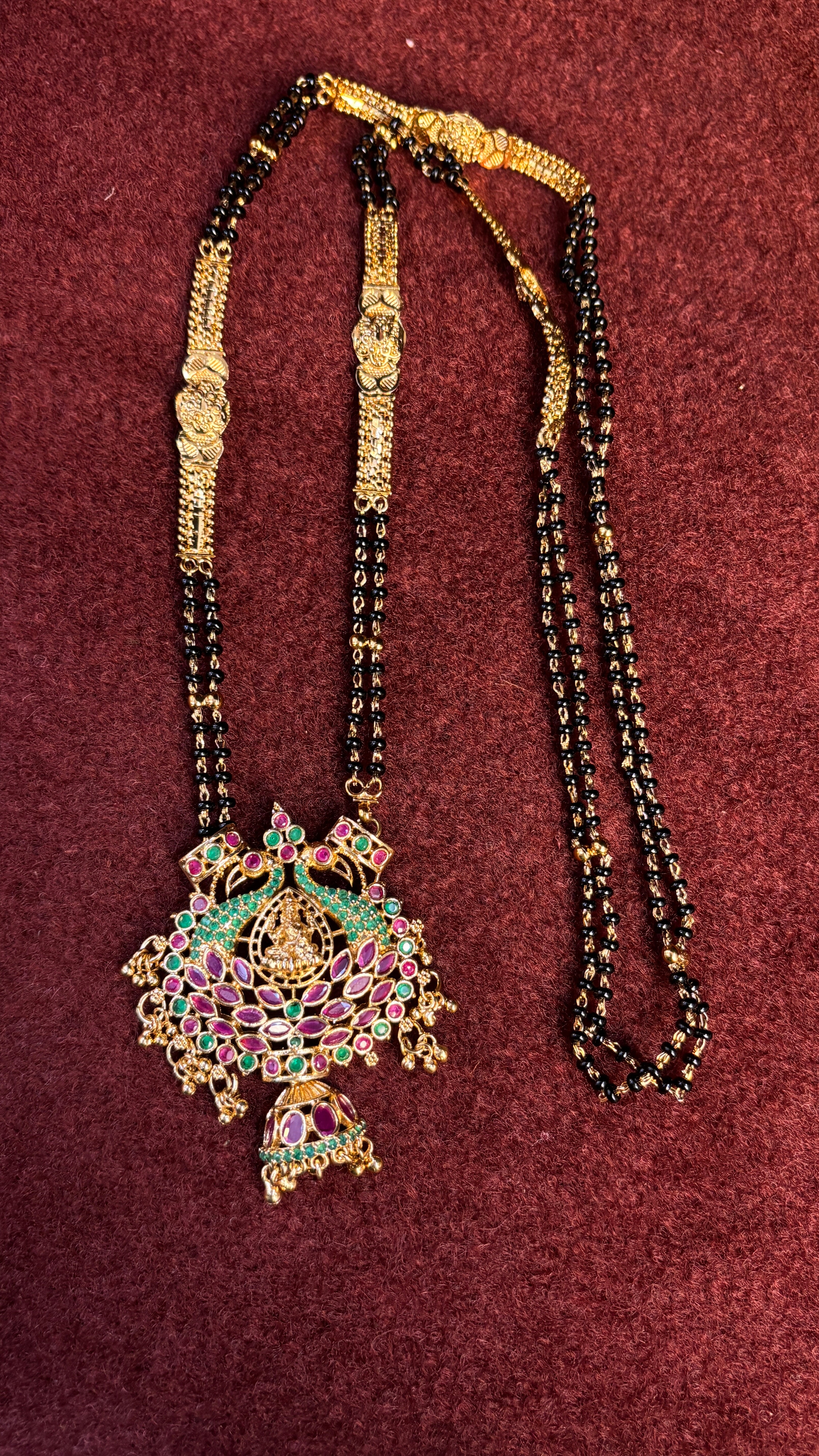 2 Line Pink SR Patti Black Beads SRJLBB10