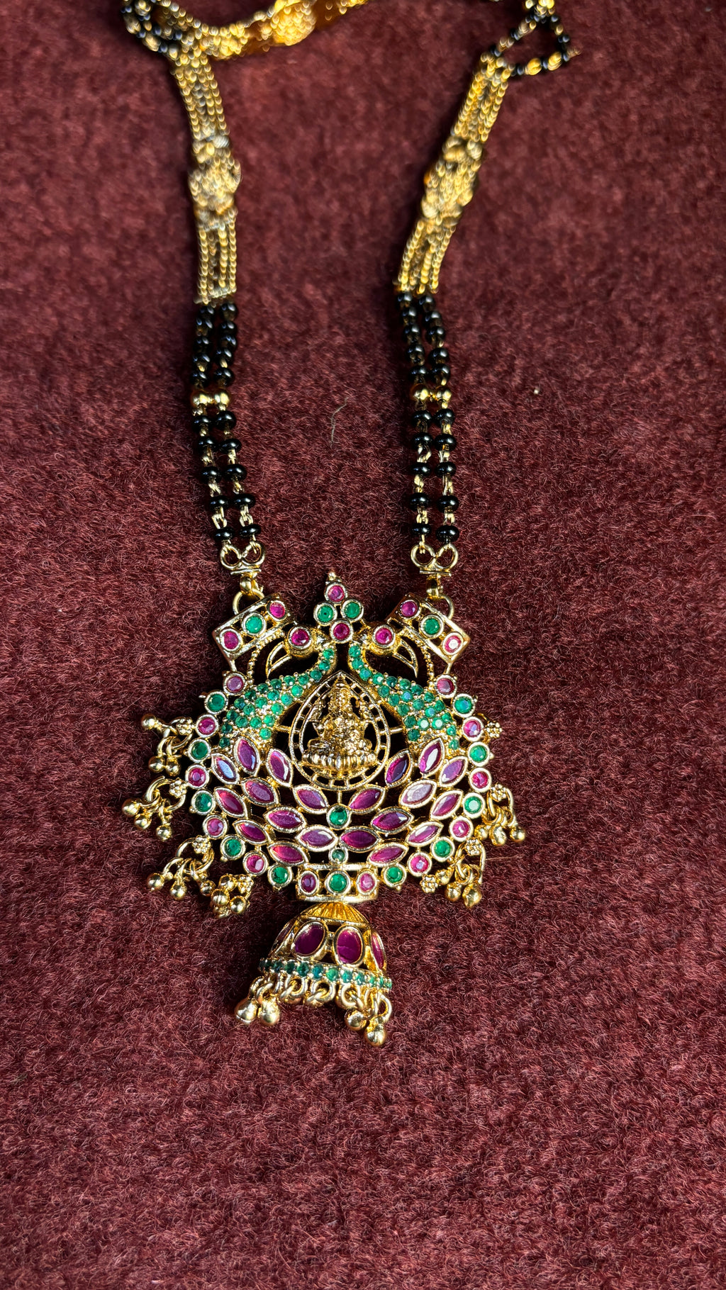 2 Line Pink SR Patti Black Beads SRJLBB10