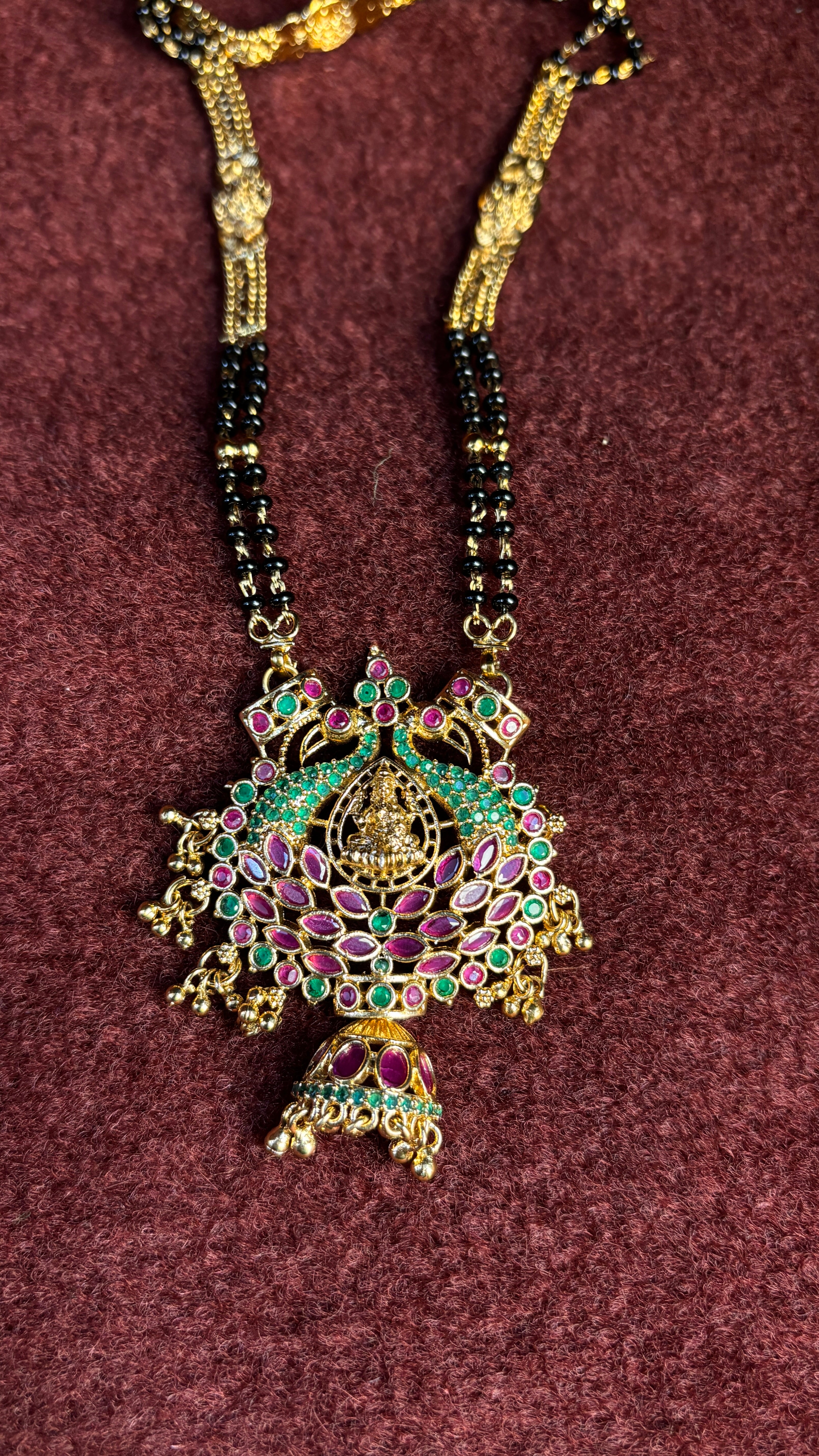 2 Line Pink SR Patti Black Beads SRJLBB10