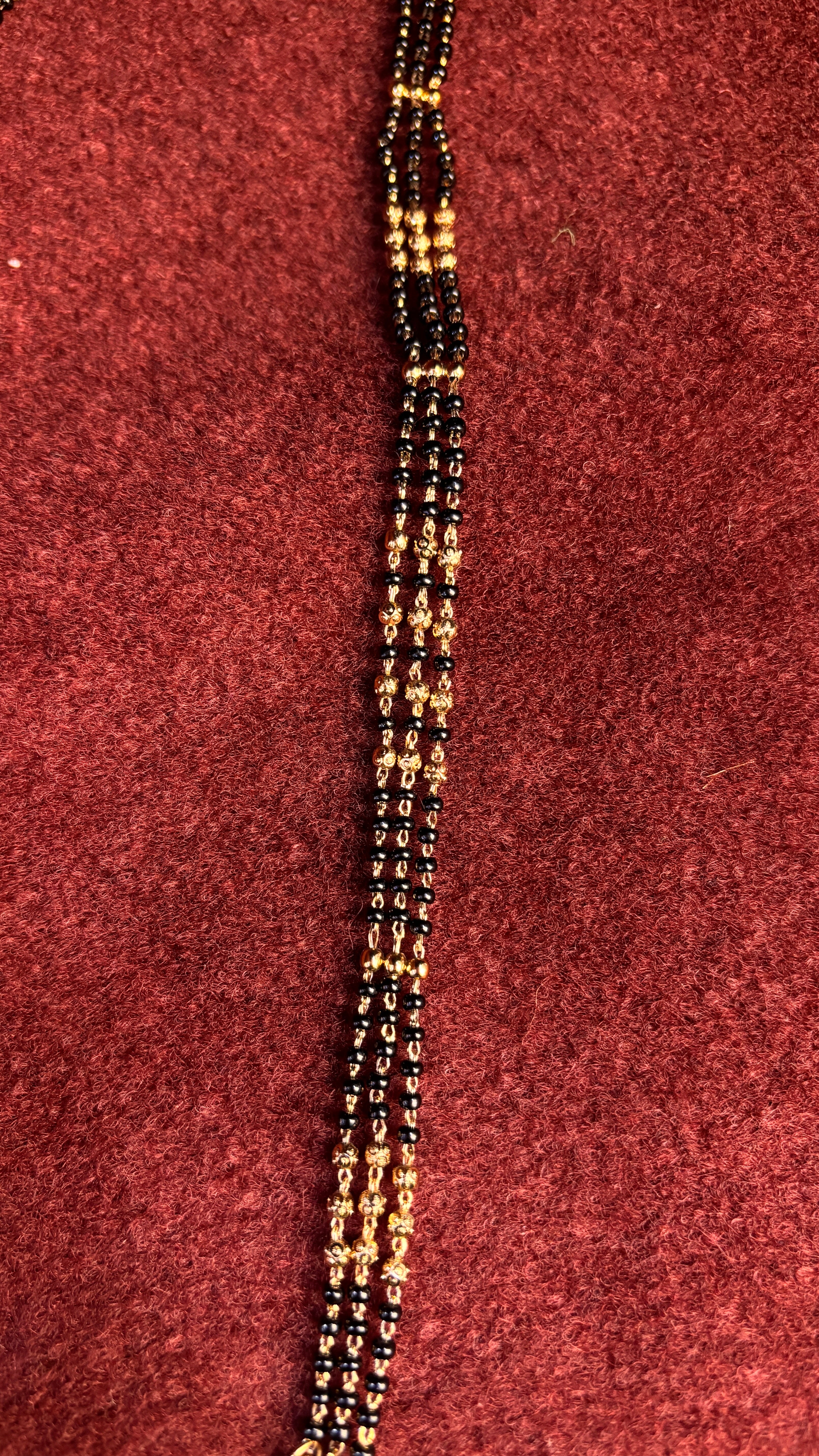 3 Line White Stone Black Beads SRJLBB12