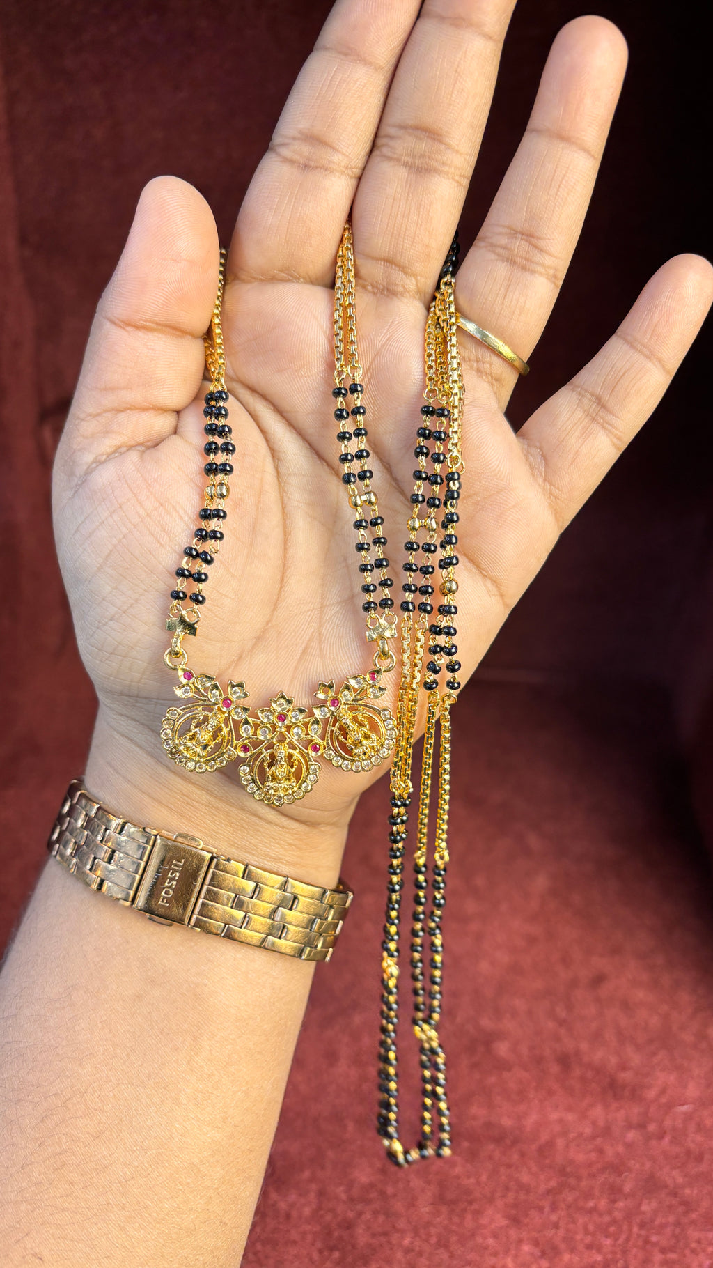 Laxmi Kasulu 2 Line Black Beads SRJLBB13