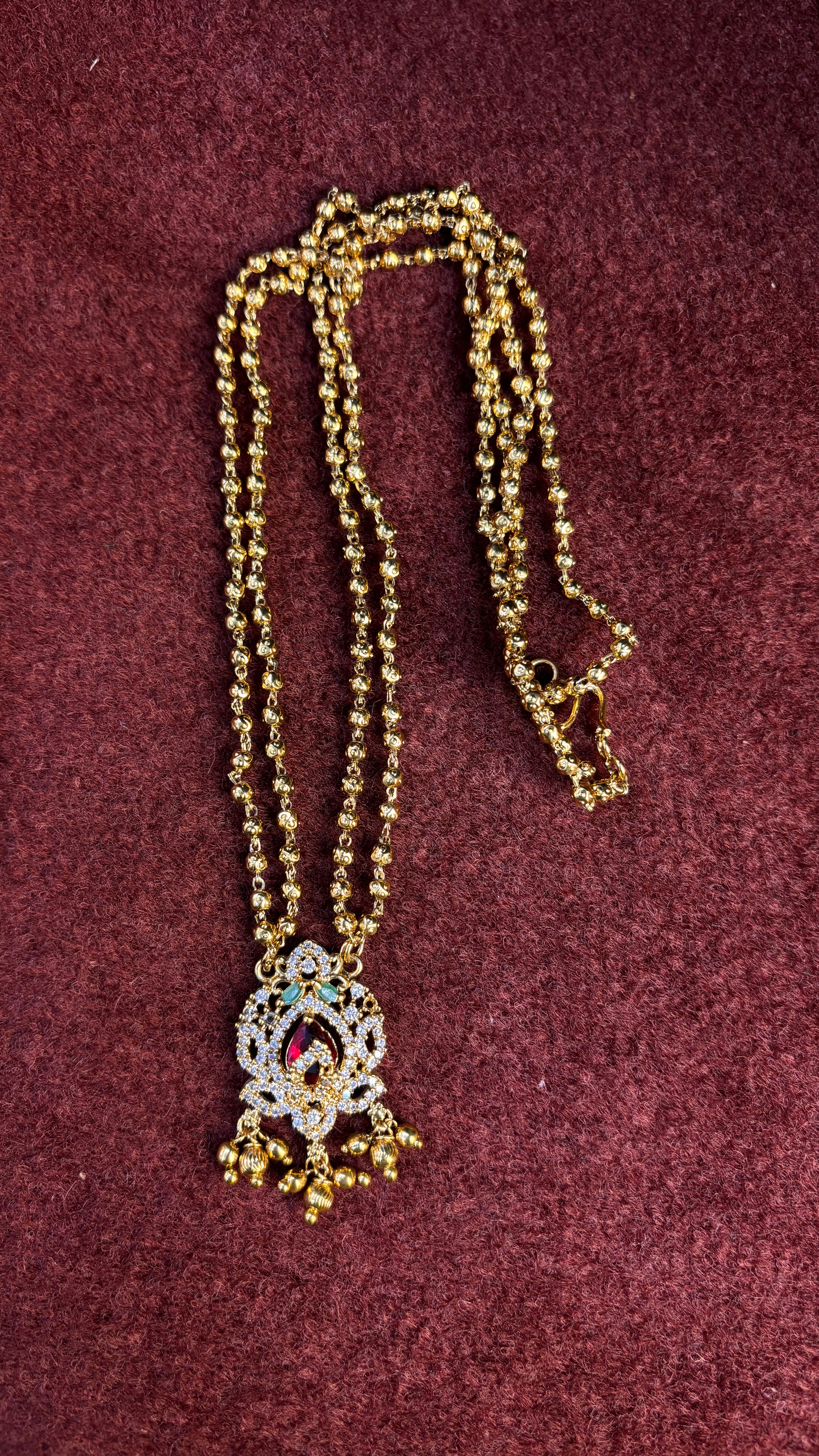 2 Line Red Locket Ball Chain SRJBC04