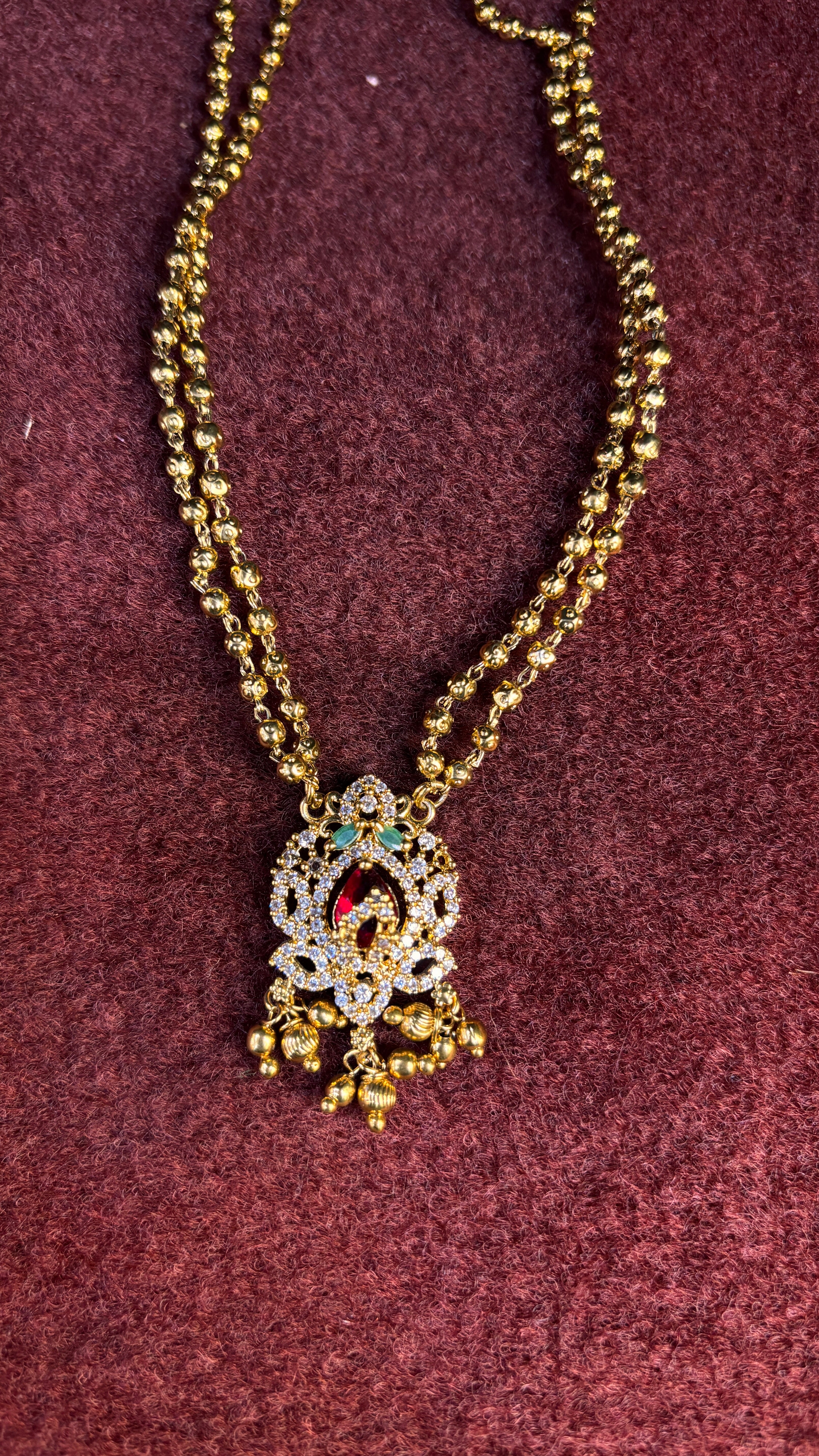 2 Line Red Locket Ball Chain SRJBC04