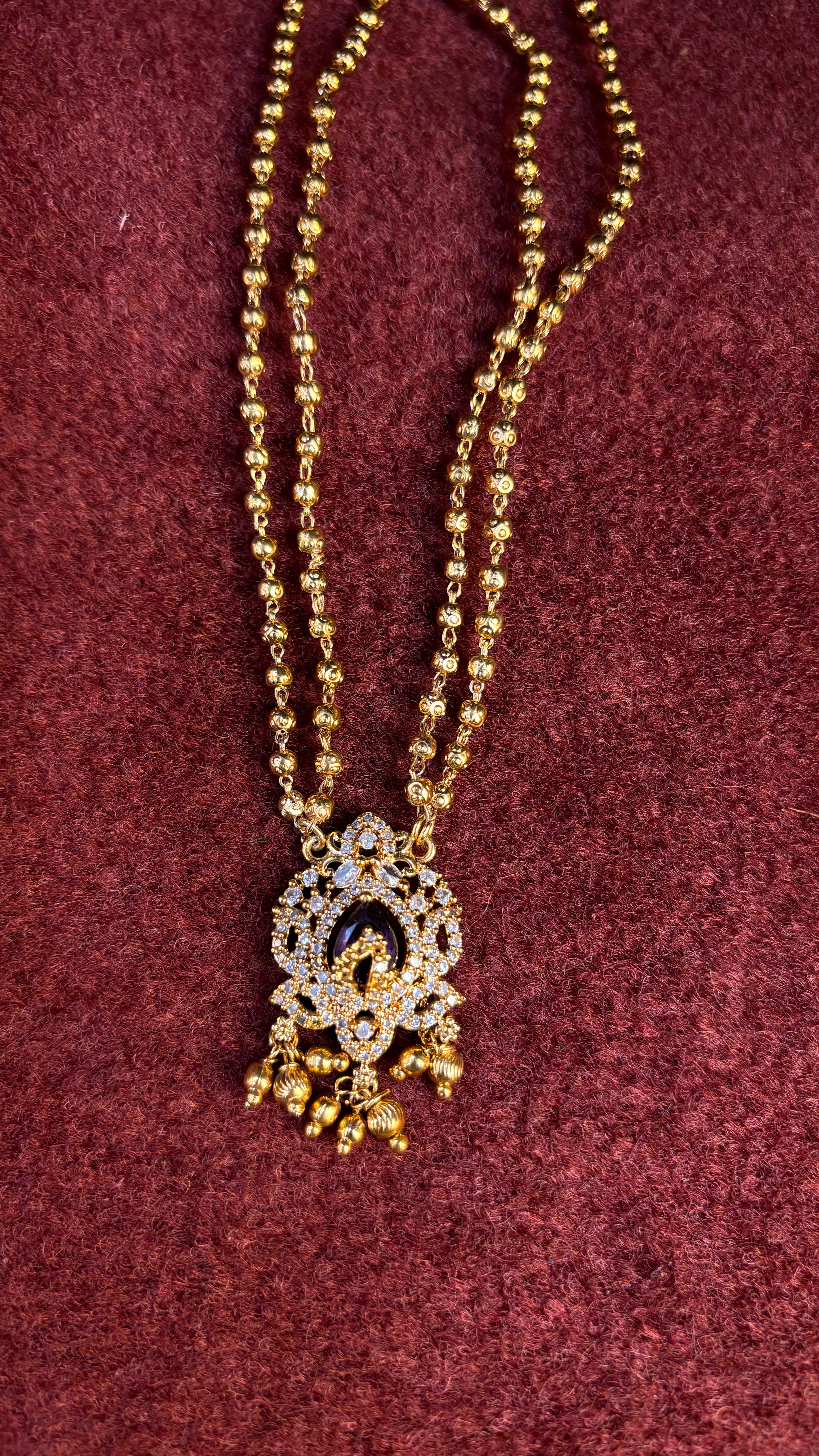 2 Line Lavender Stone Ball Chain SRJBC05