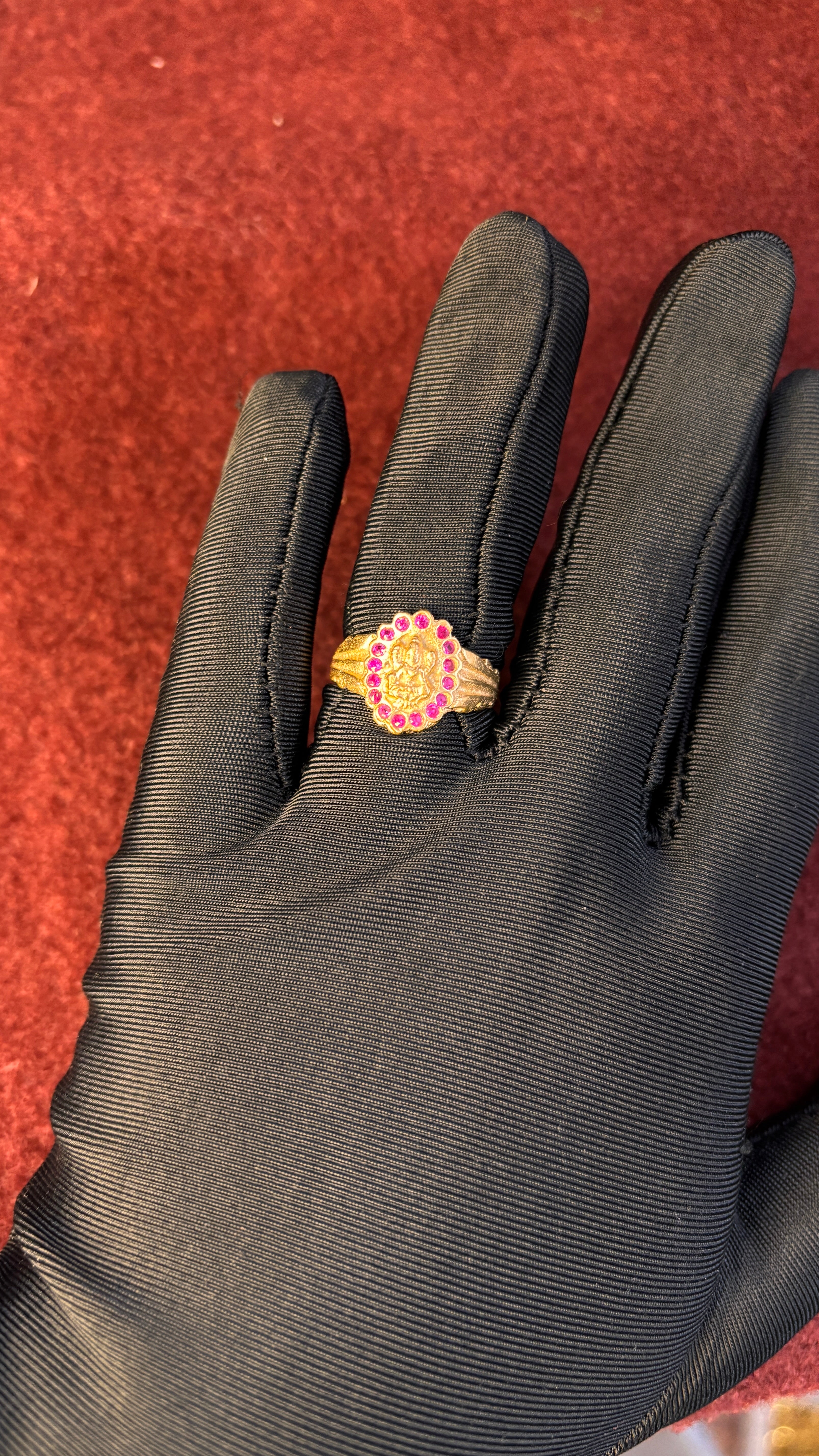 Panchaloham Pink Stone Laxmi Devi Ring SRJPR01