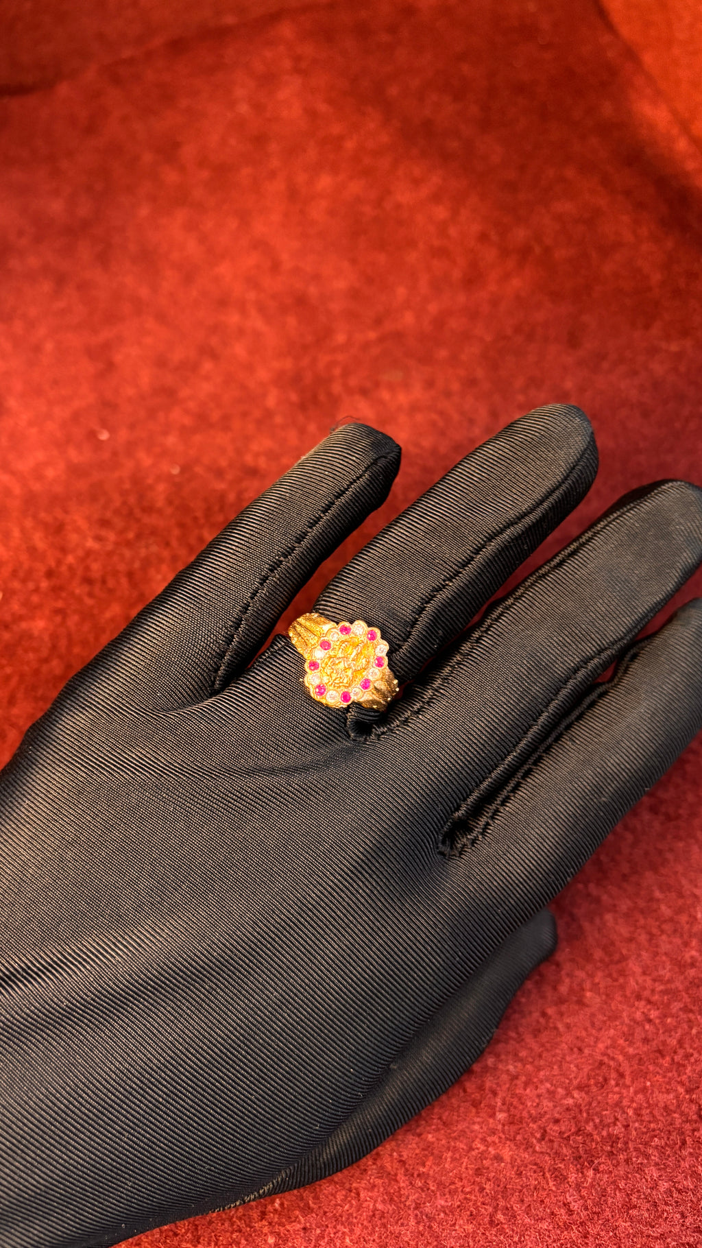 Panchaloham White & Pink Stone Laxmi Devi Ring SRJPR02