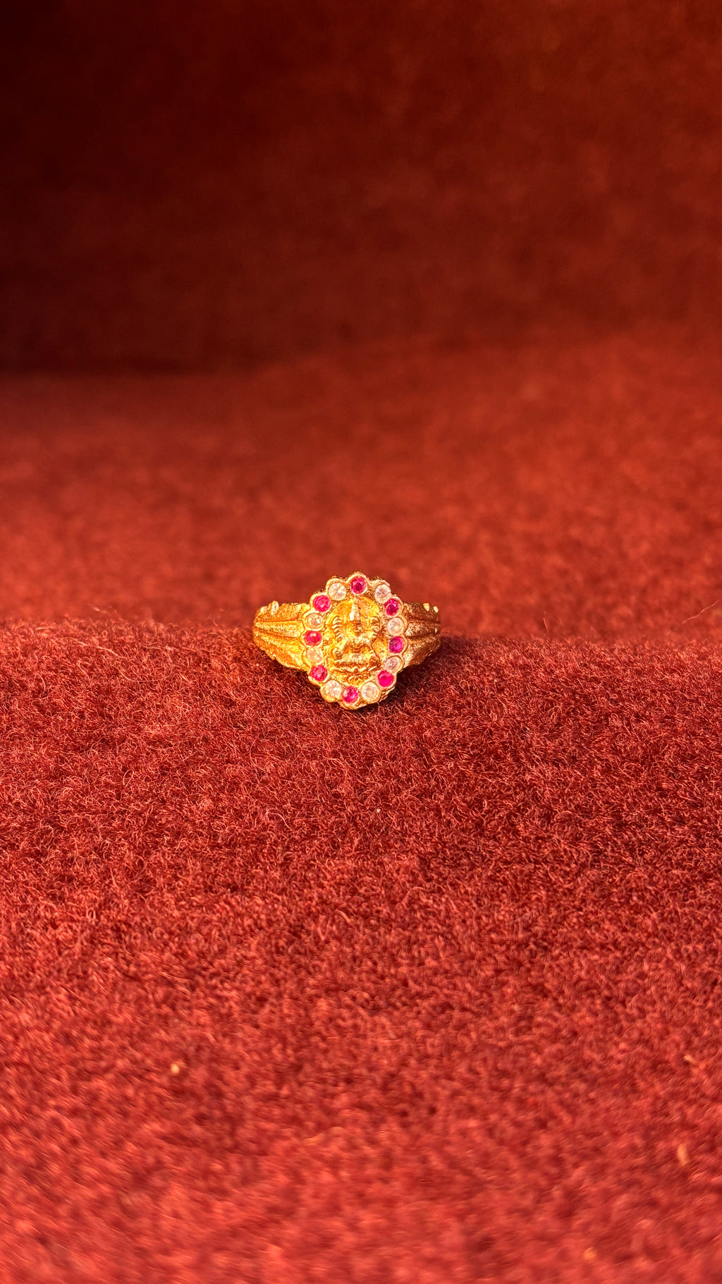 Panchaloham White & Pink Stone Laxmi Devi Ring SRJPR02