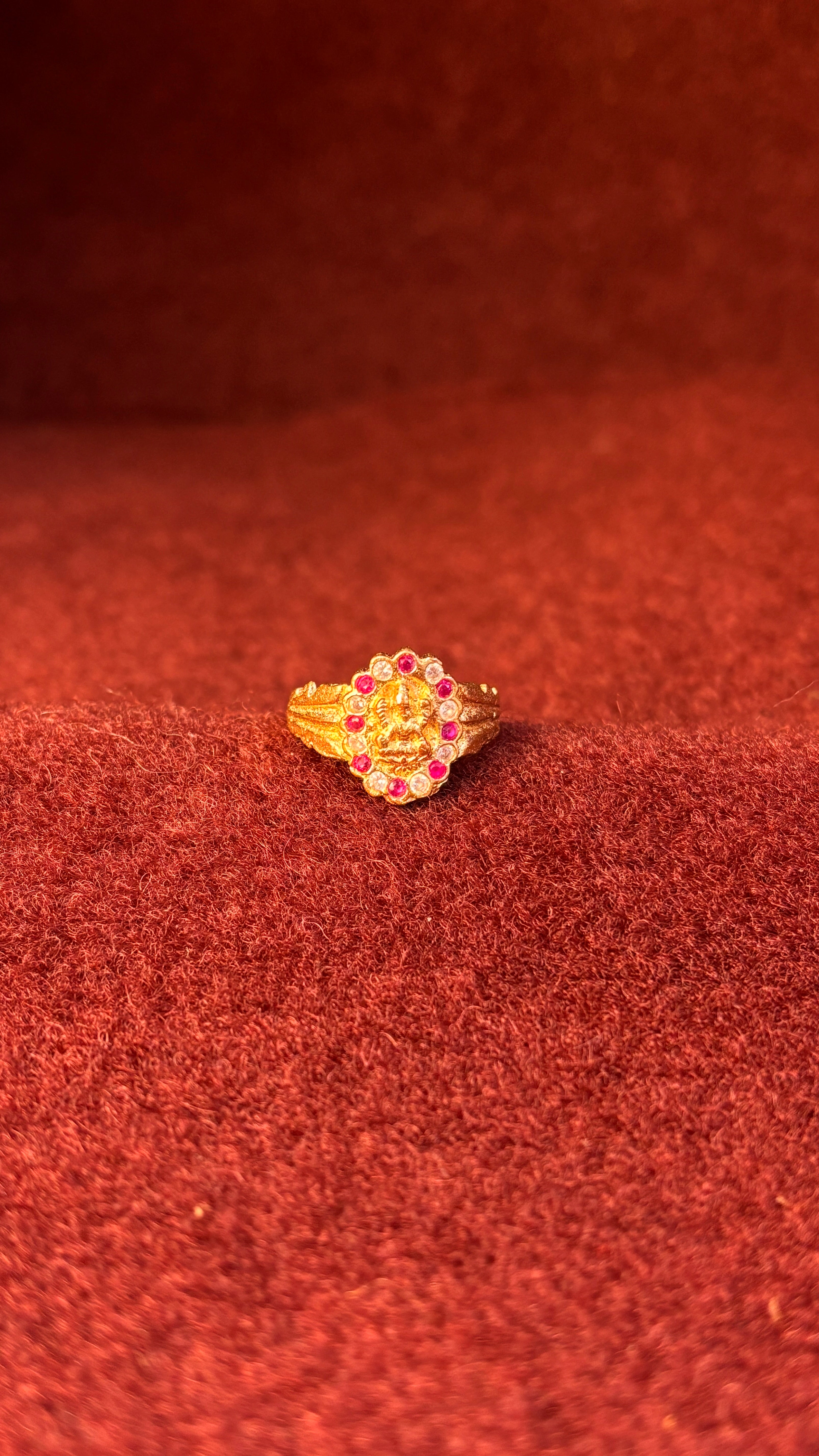 Panchaloham White & Pink Stone Laxmi Devi Ring SRJPR02