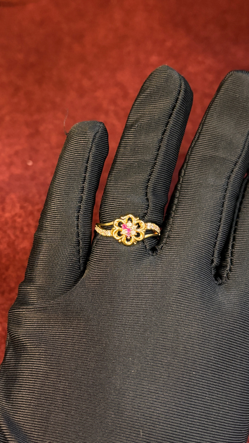 Pink Stone Flower Ring SRJR10