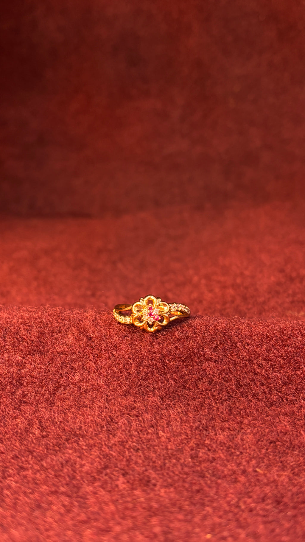 Pink Stone Flower Ring SRJR10