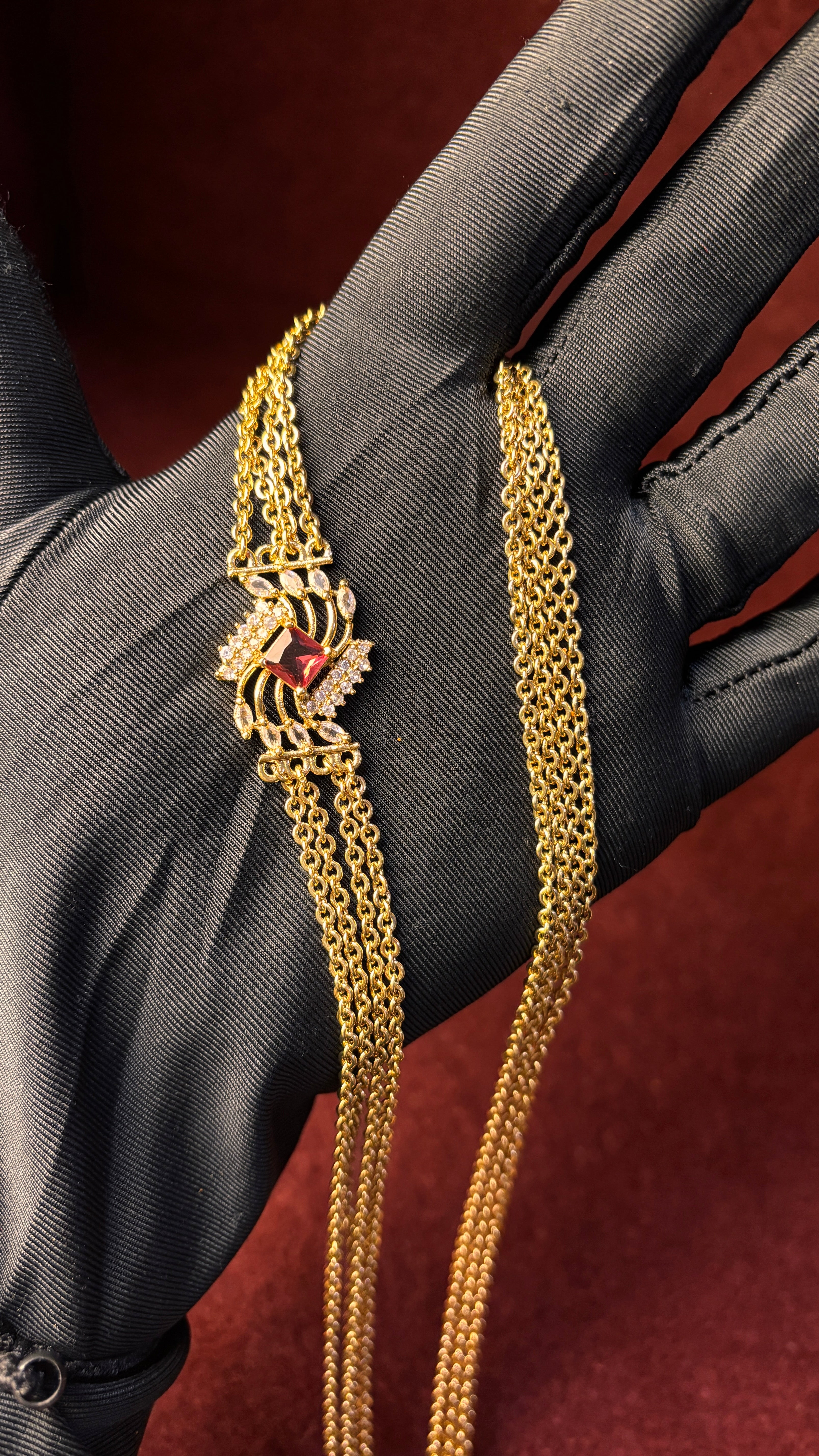 Pink Stone 4 Line Chandraharam SRJCH09