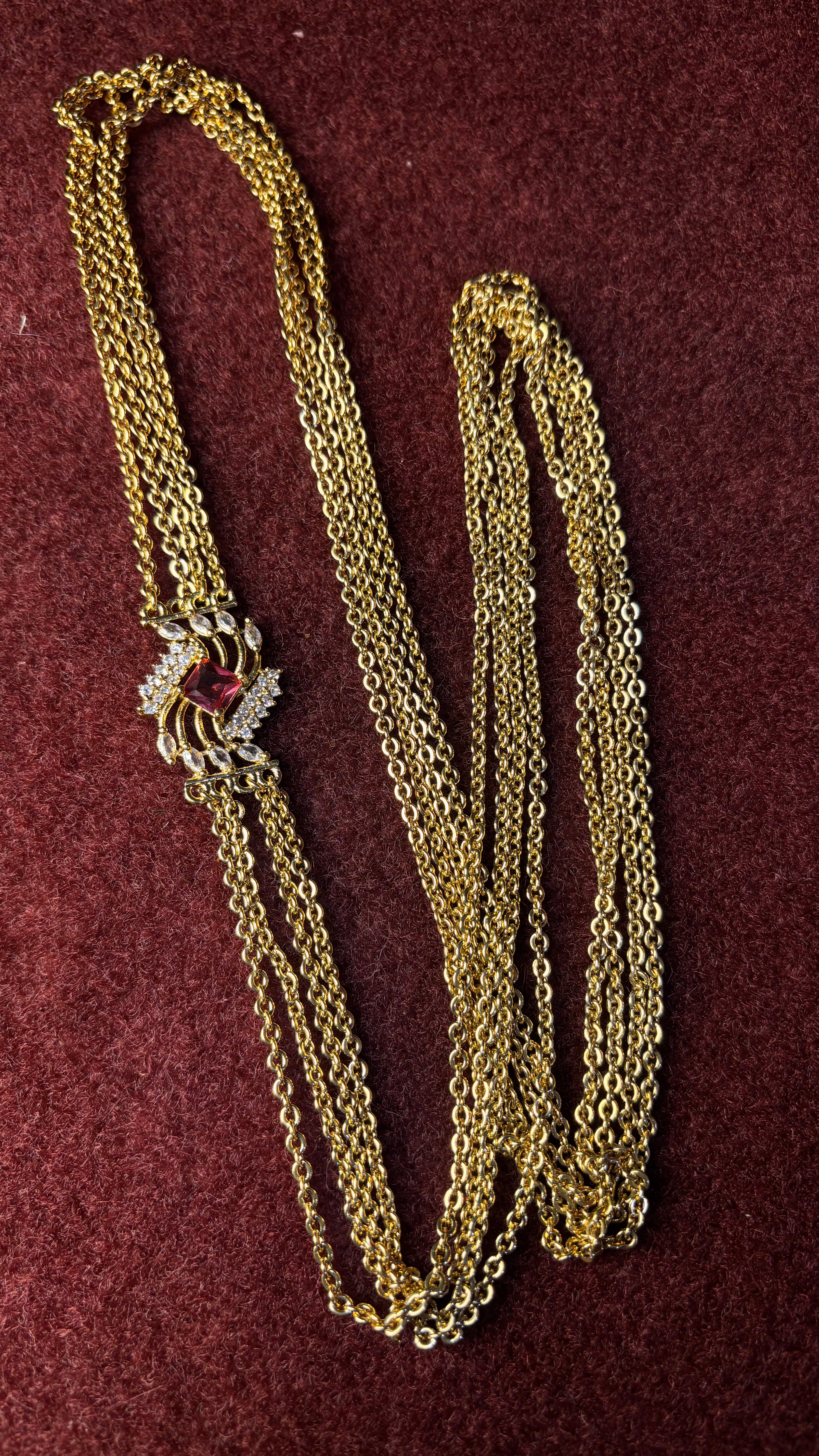 Pink Stone 4 Line Chandraharam SRJCH09