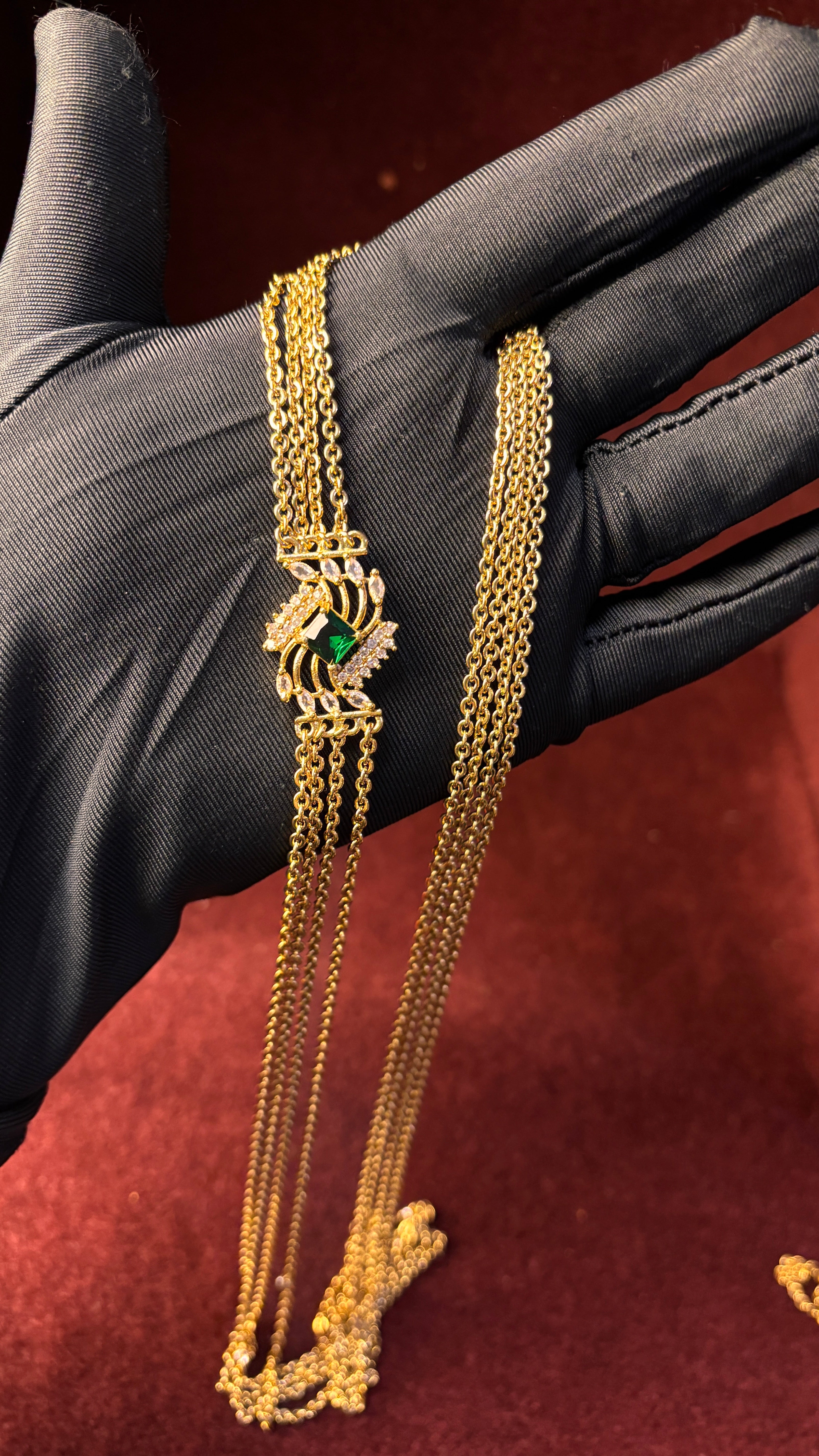 Green Stone 4 Line Chandraharam SRJCH12