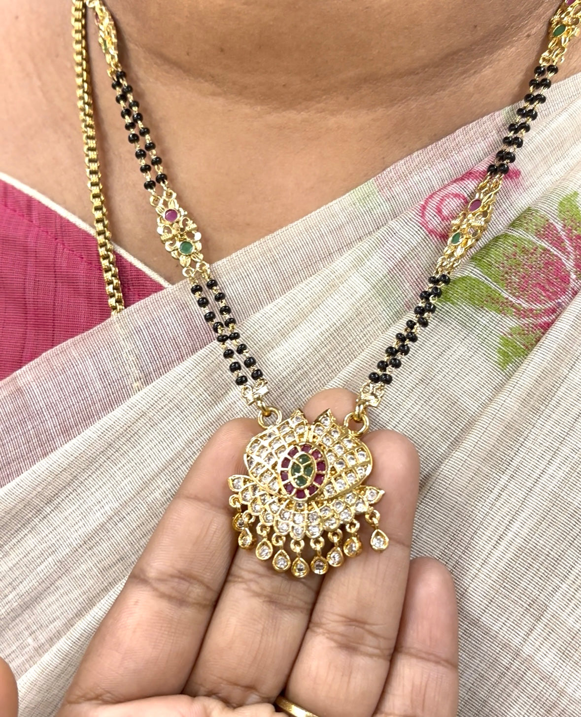 Semi Panchaloham Black Beads  SRJBB499