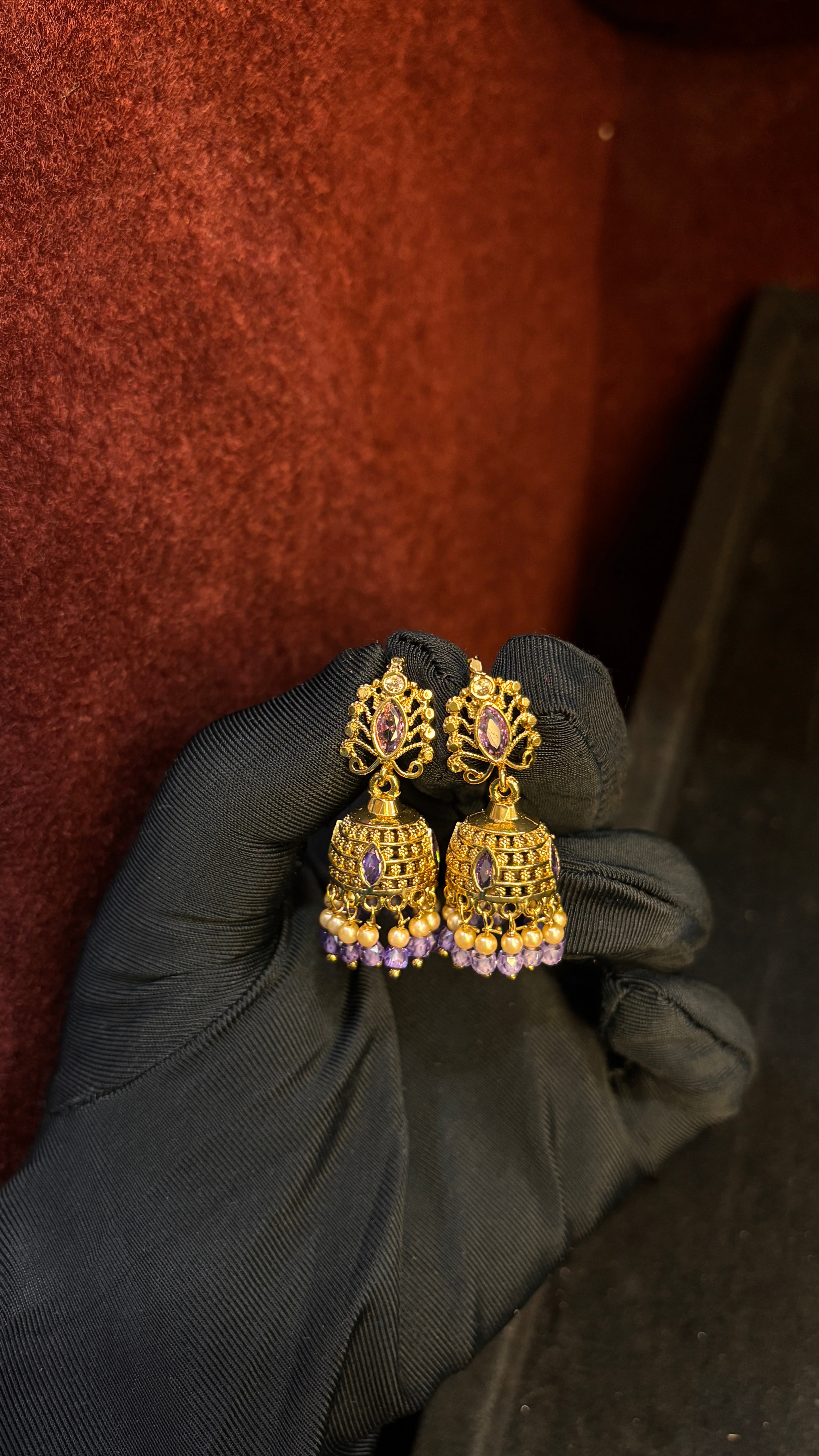 Lavender Pearl Jhumka SRJER74