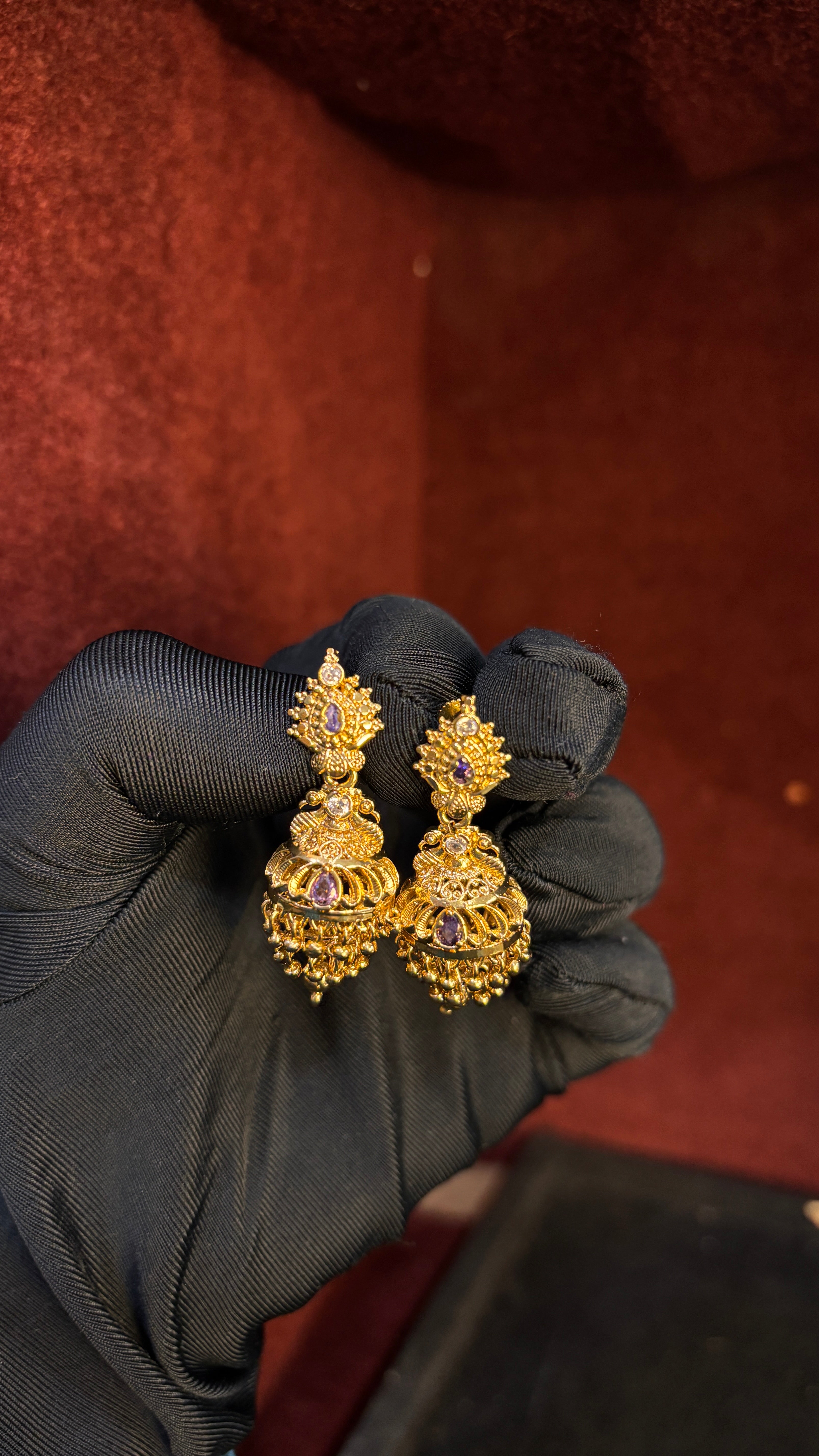 Lavender Double Jhumka SRJER77