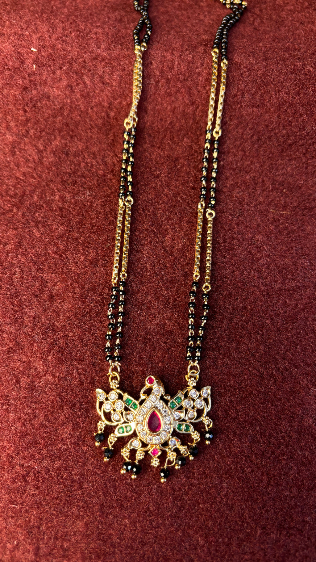 2 Line Peacock Black Beads SRJBB299