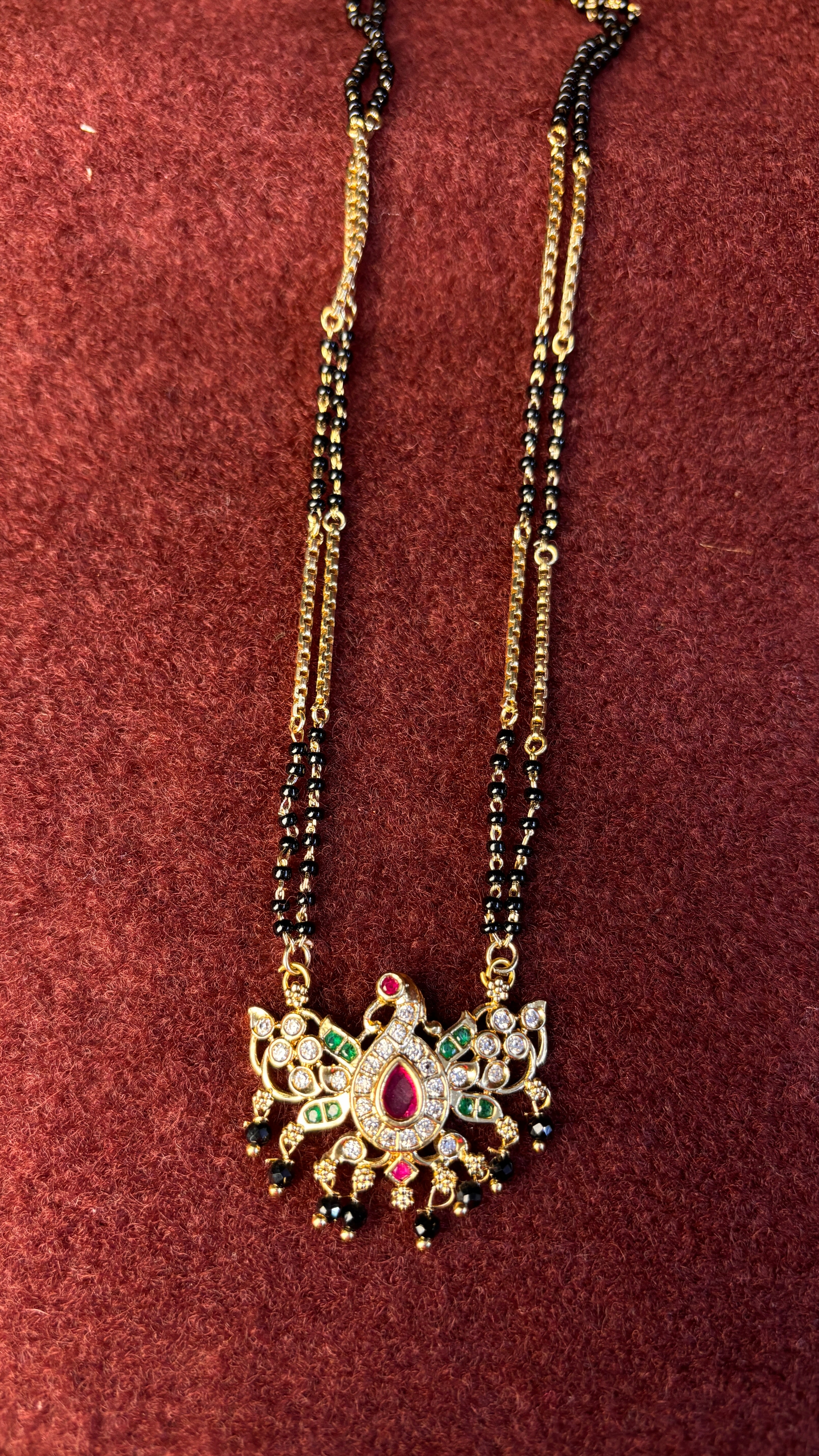 2 Line Peacock Black Beads SRJBB299