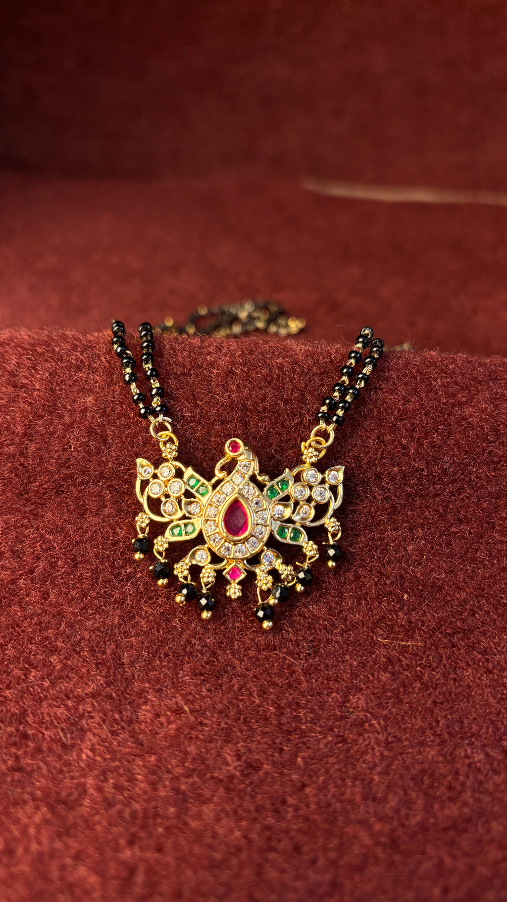 2 Line Peacock Black Beads SRJBB299