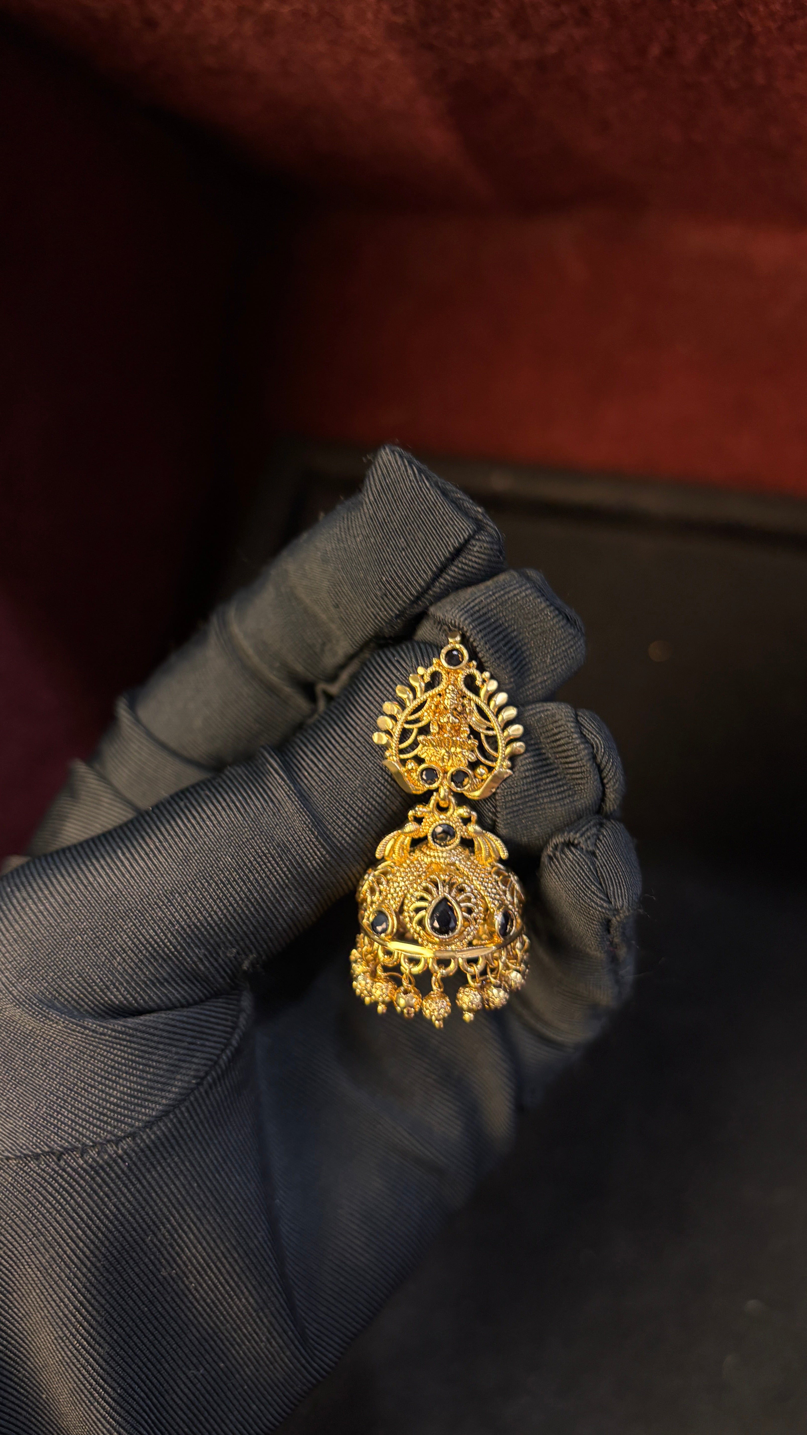 Black Laxmi Devi Jhumka SRJER499