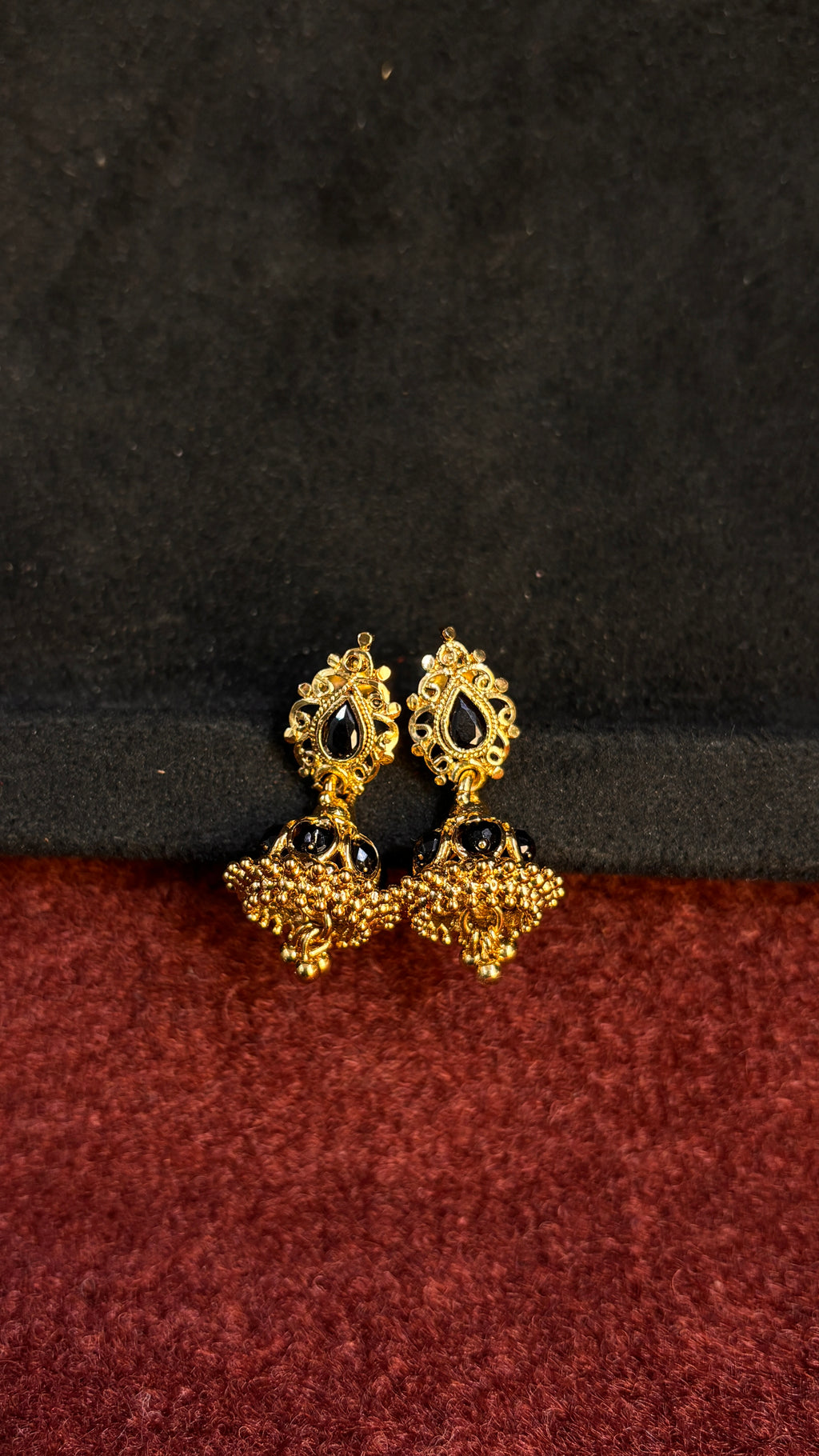 Black Beads Jhumka SRJER80