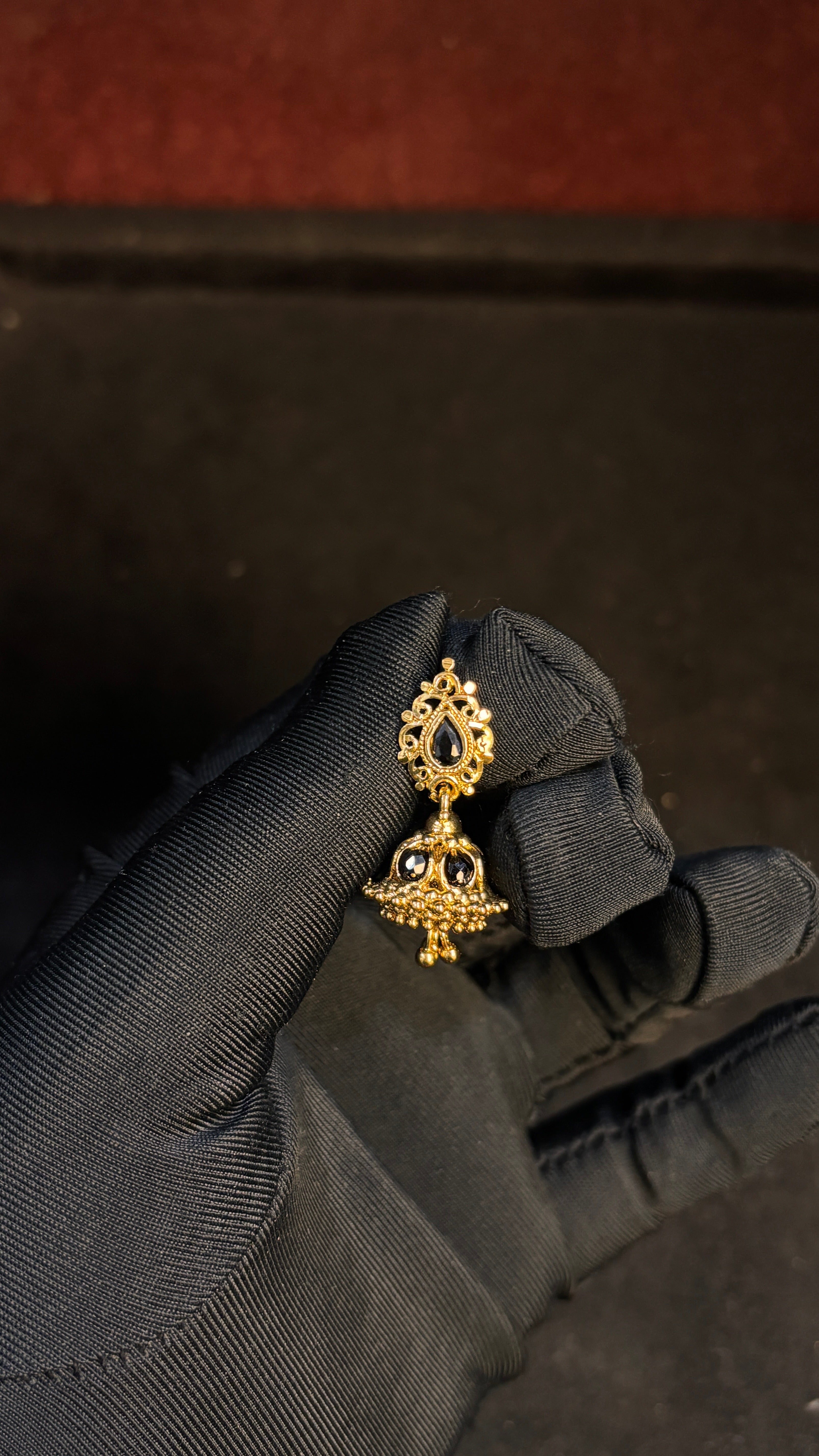 Black Beads Jhumka SRJER80