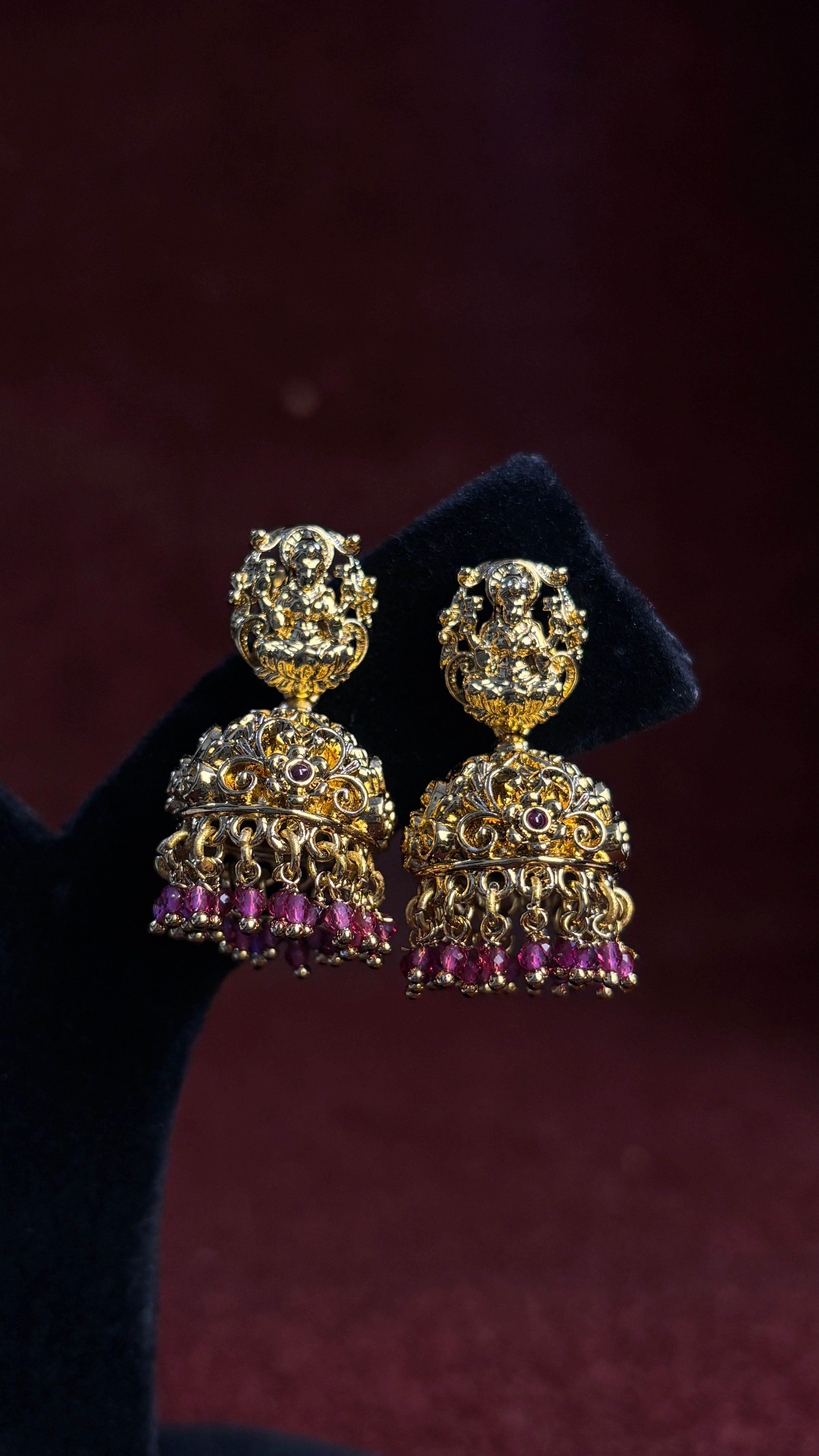 Pink Nakshi Jhumka SRJER490