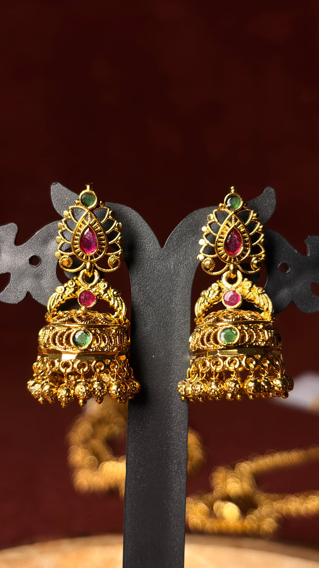 Gold Beads Jhumka SRJER129