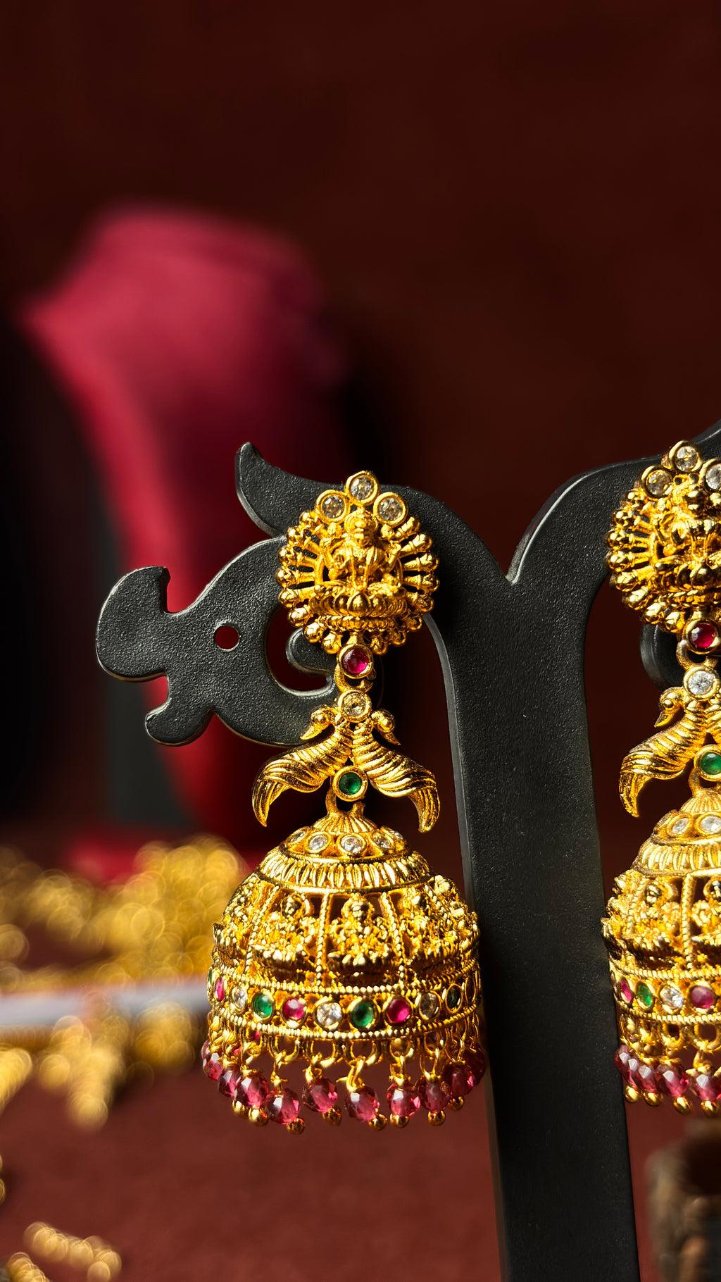 Pink Beads Jhumka (Big) SRJER122