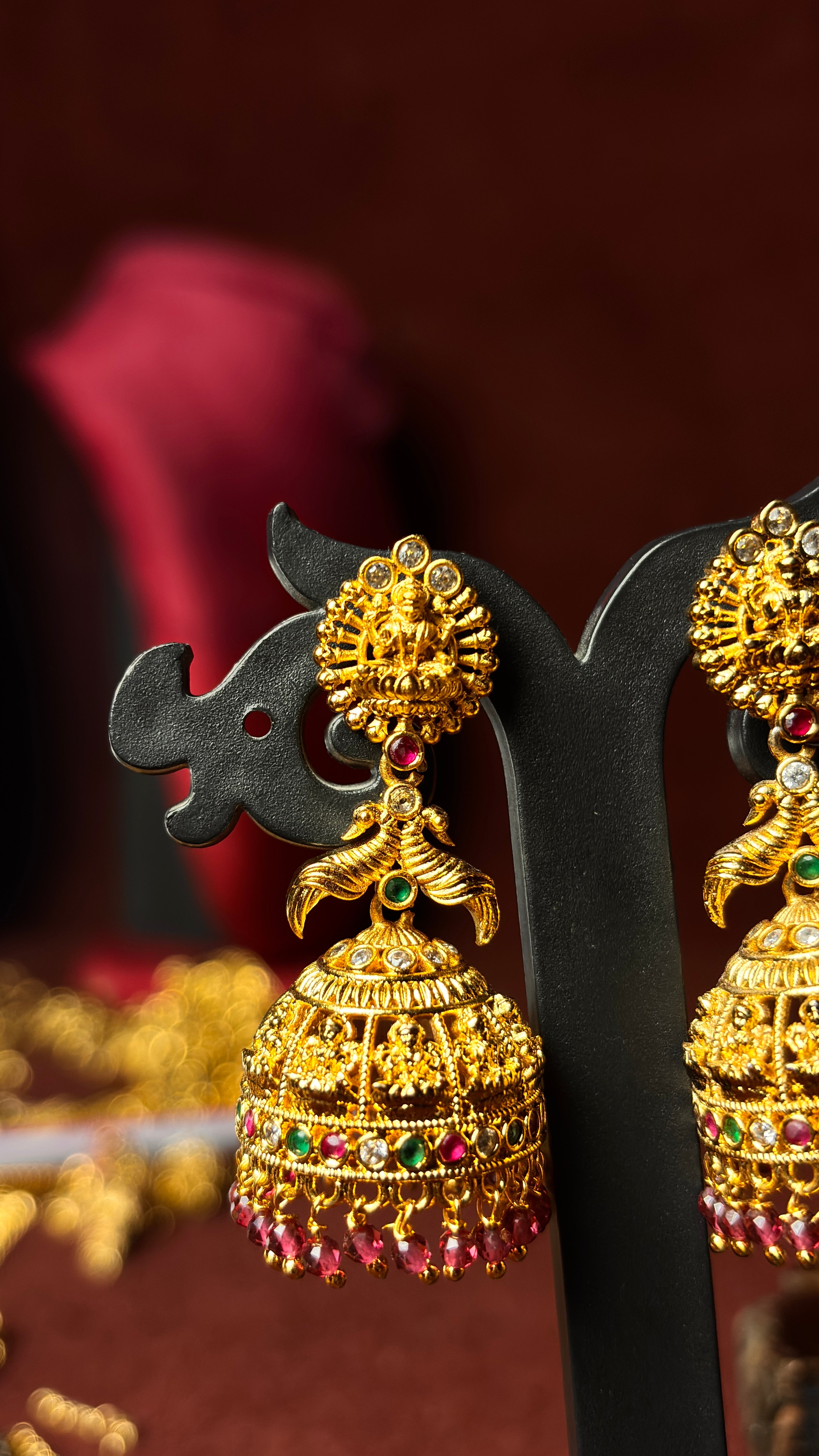 Pink Beads Jhumka (Big) SRJER122