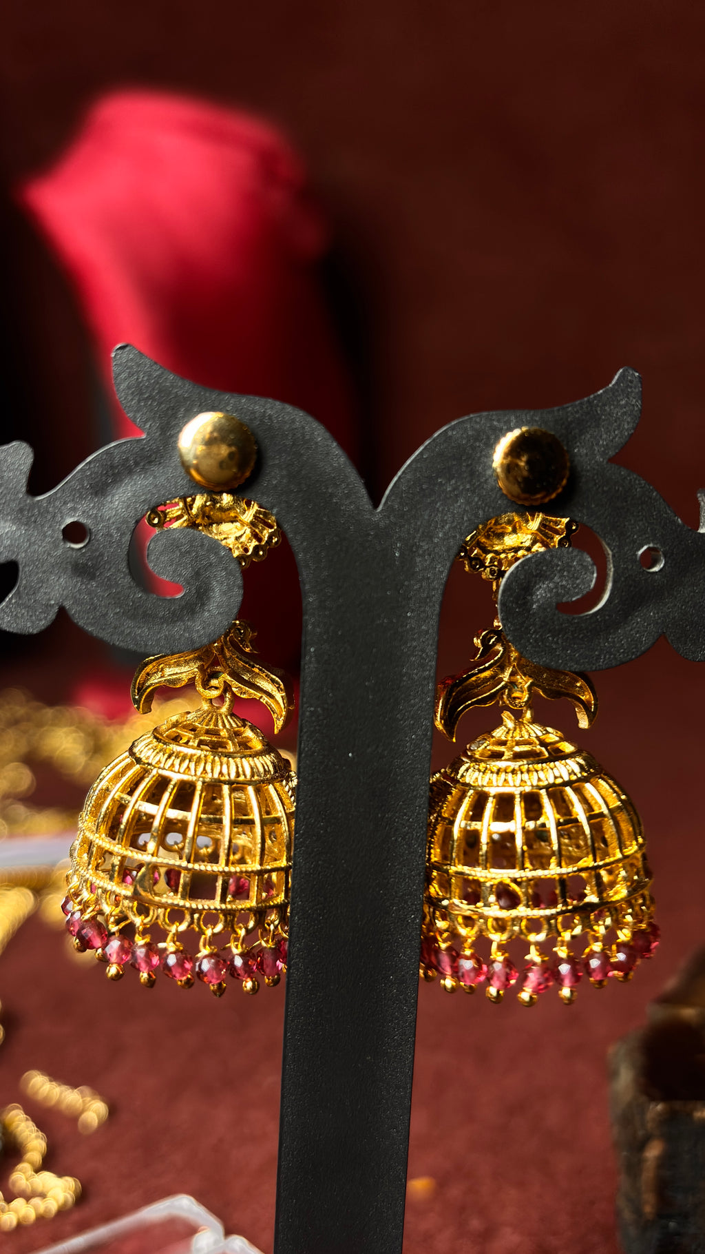 Pink Beads Jhumka (Big) SRJER122
