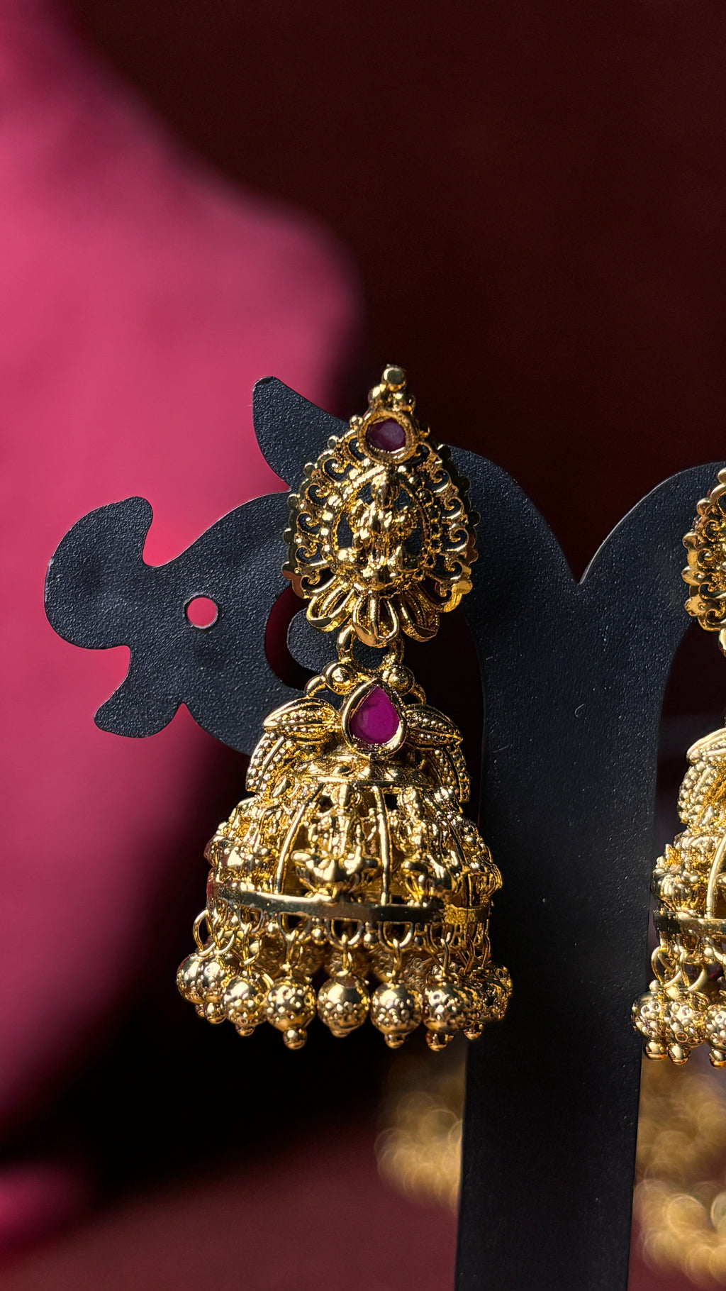 Laxmi Devi Gold Beads Jhumka SRJER126