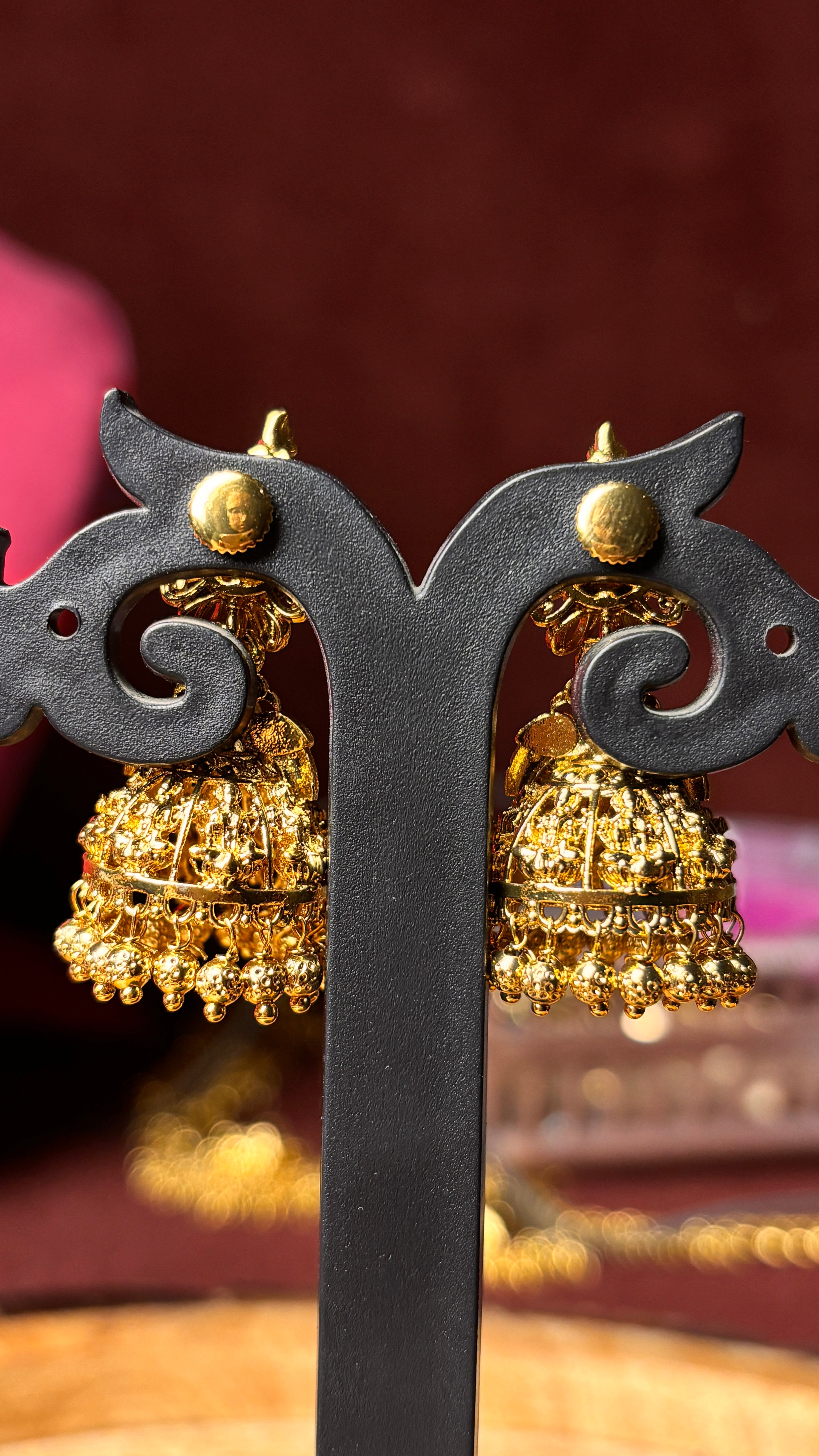 Laxmi Devi Gold Beads Jhumka SRJER126