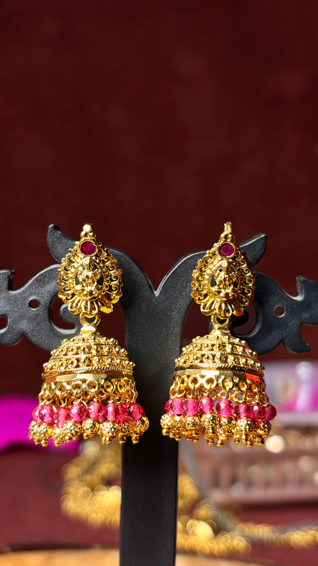 Laxmi Devi Pink Jhumka SRJER125