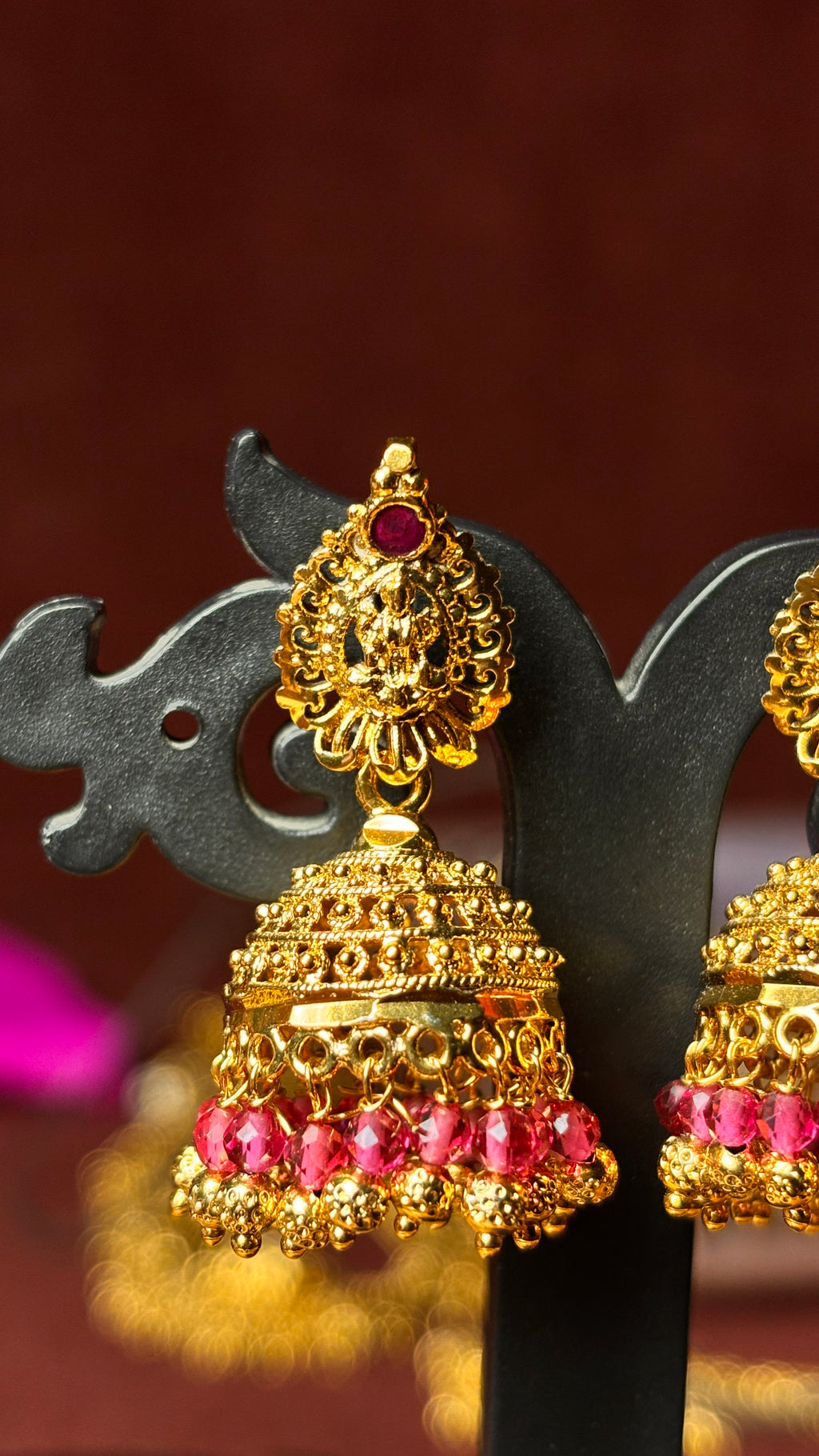 Laxmi Devi Pink Jhumka SRJER125