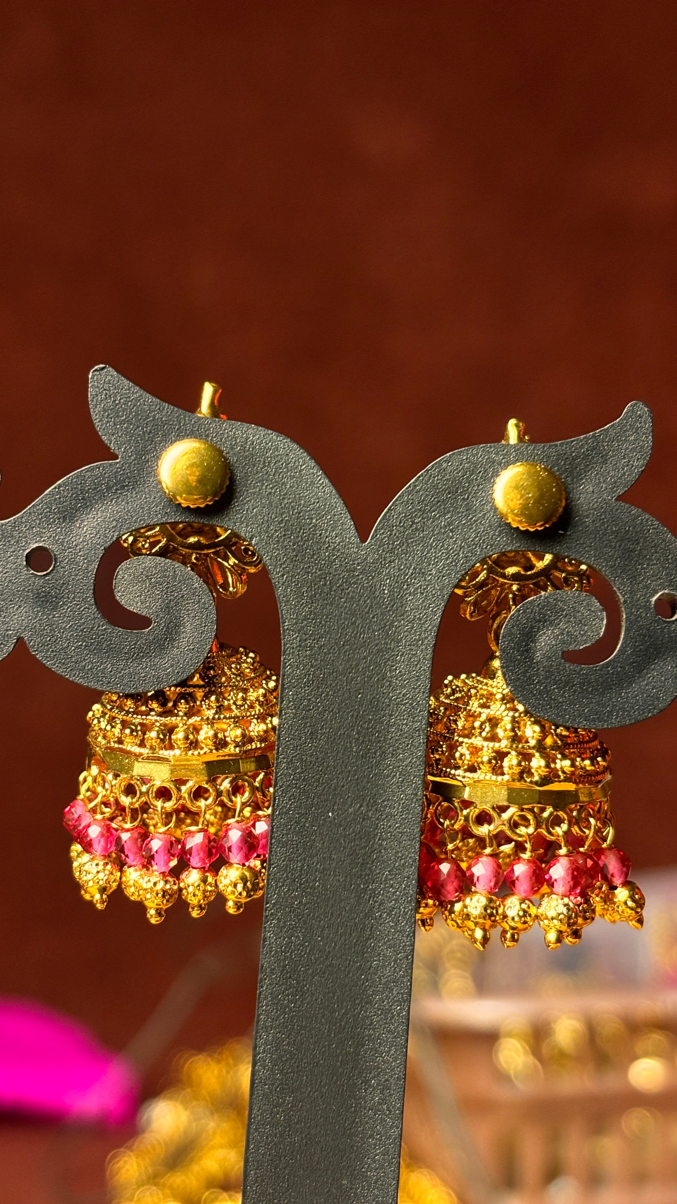 Laxmi Devi Pink Jhumka SRJER125