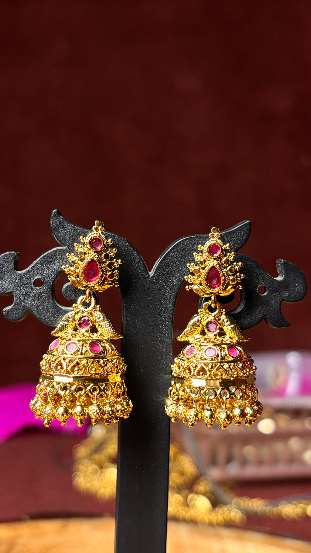 Gold Beads Jhumka SRJER124