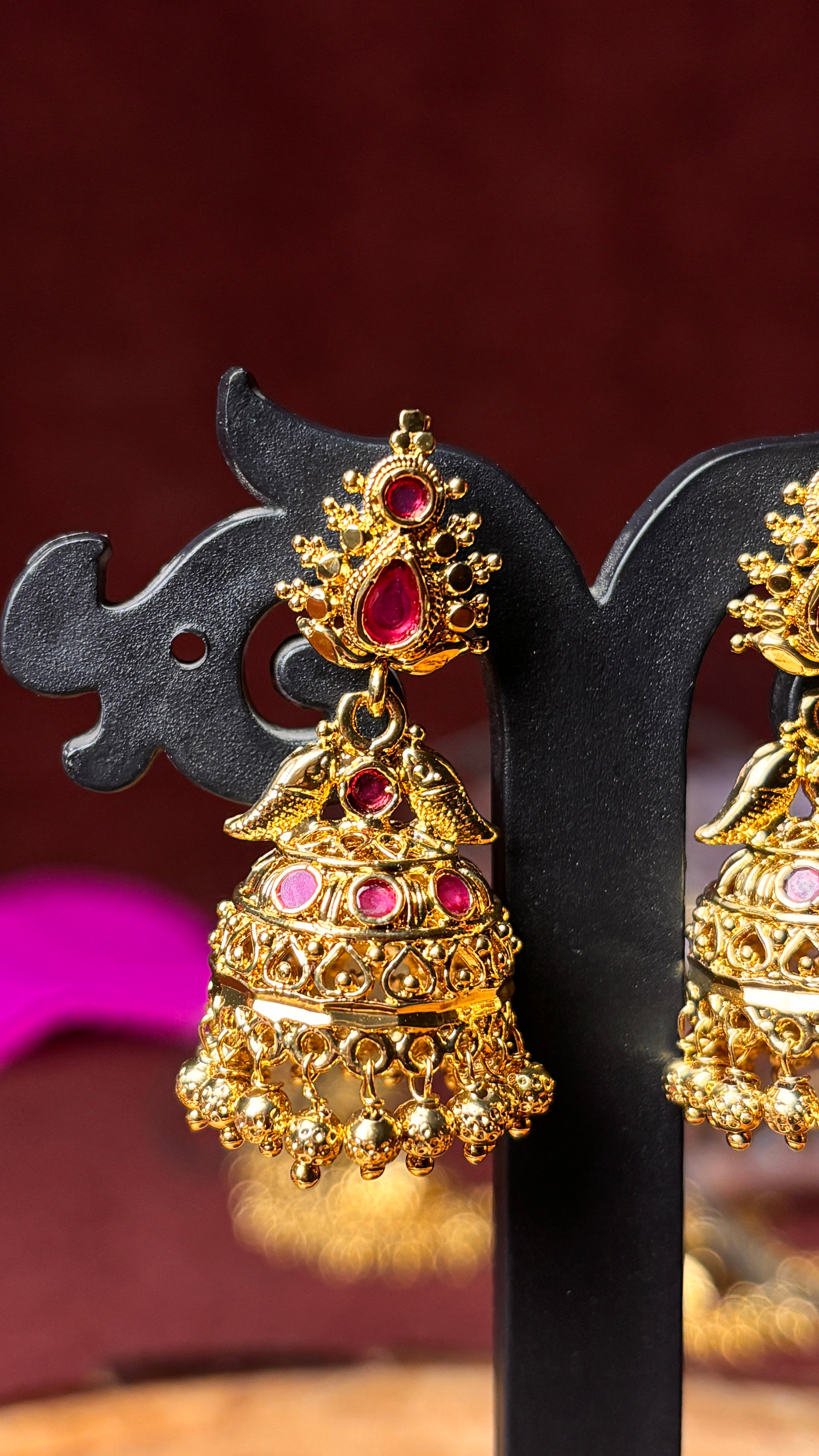 Gold Beads Jhumka SRJER124
