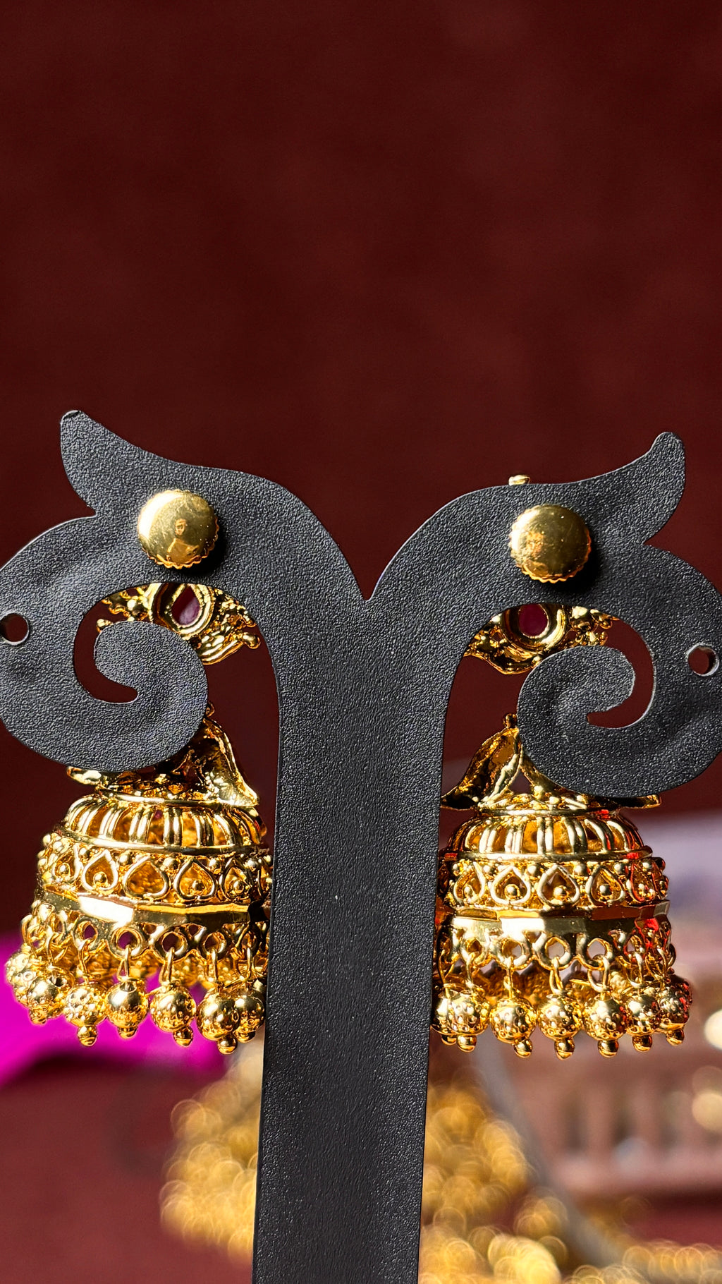 Gold Beads Jhumka SRJER124
