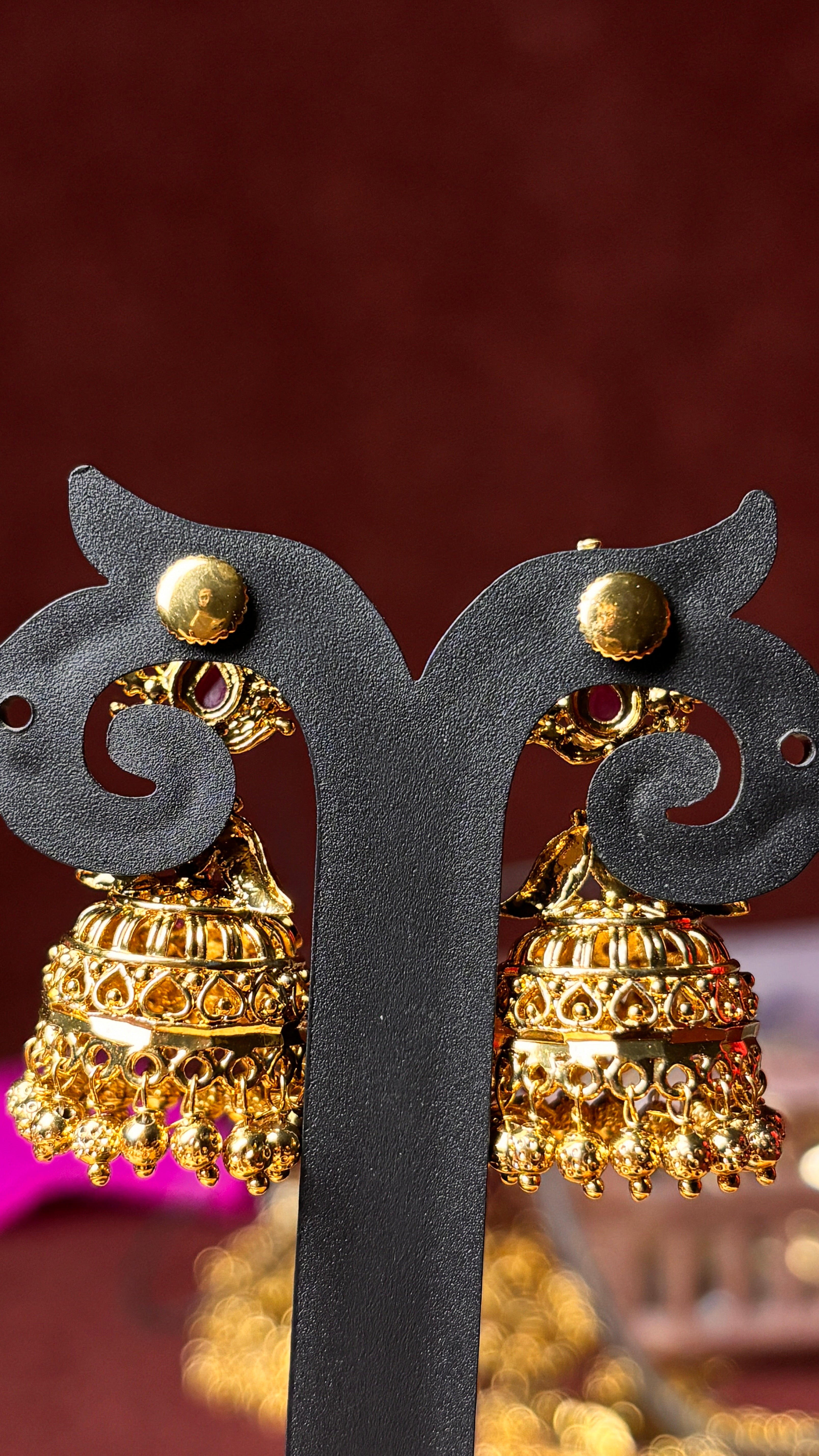 Gold Beads Jhumka SRJER124