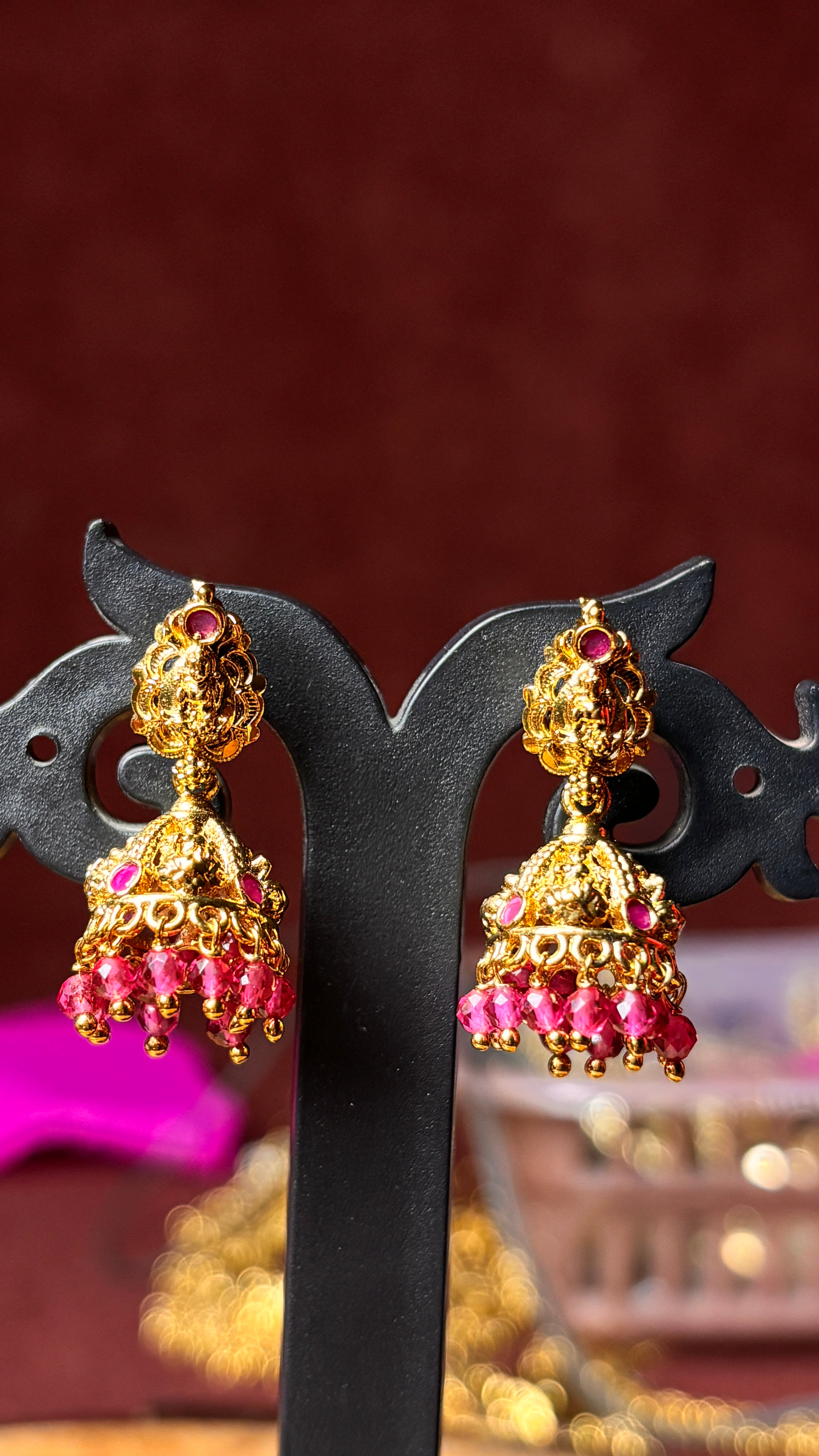 Nakshi Pink Jhumka (Medium) SRJER118