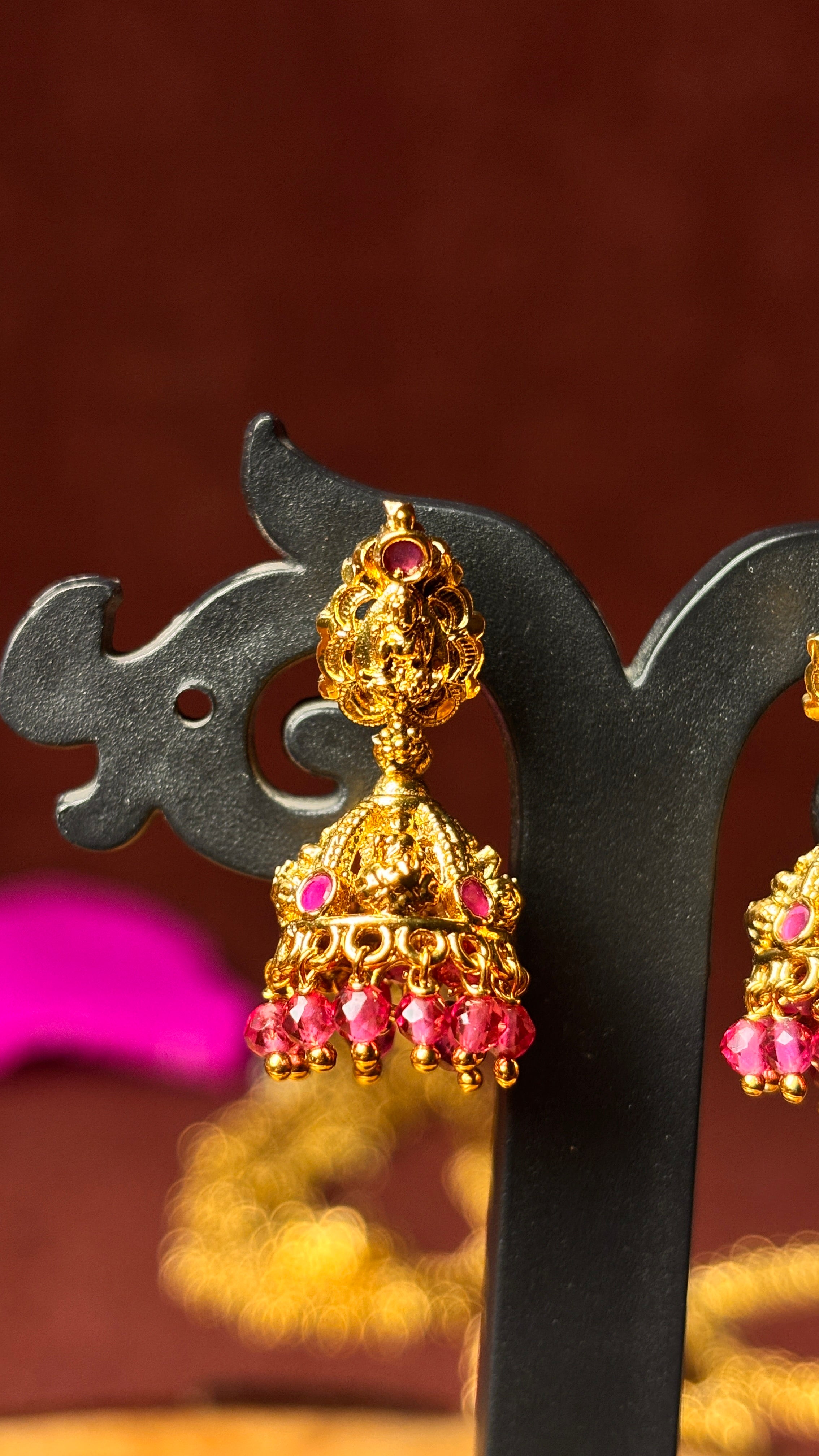Nakshi Pink Jhumka (Medium) SRJER118
