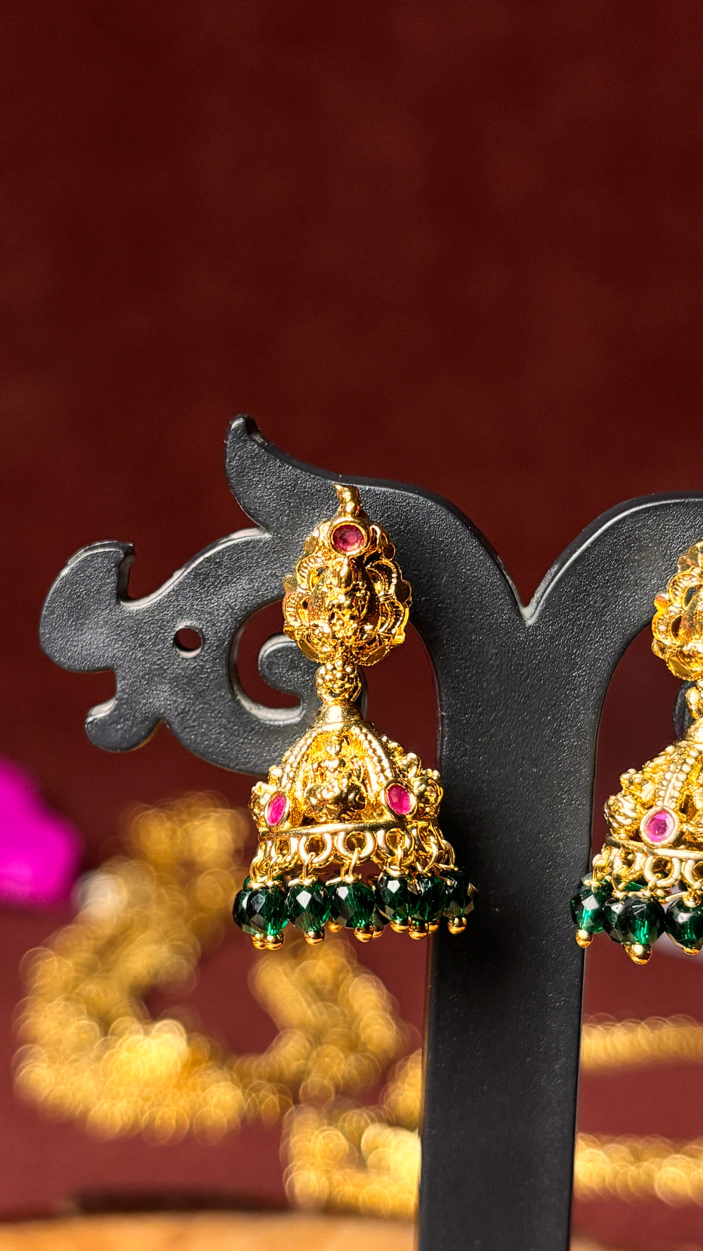 Nakshi Green Jhumka (Medium) SRJER117