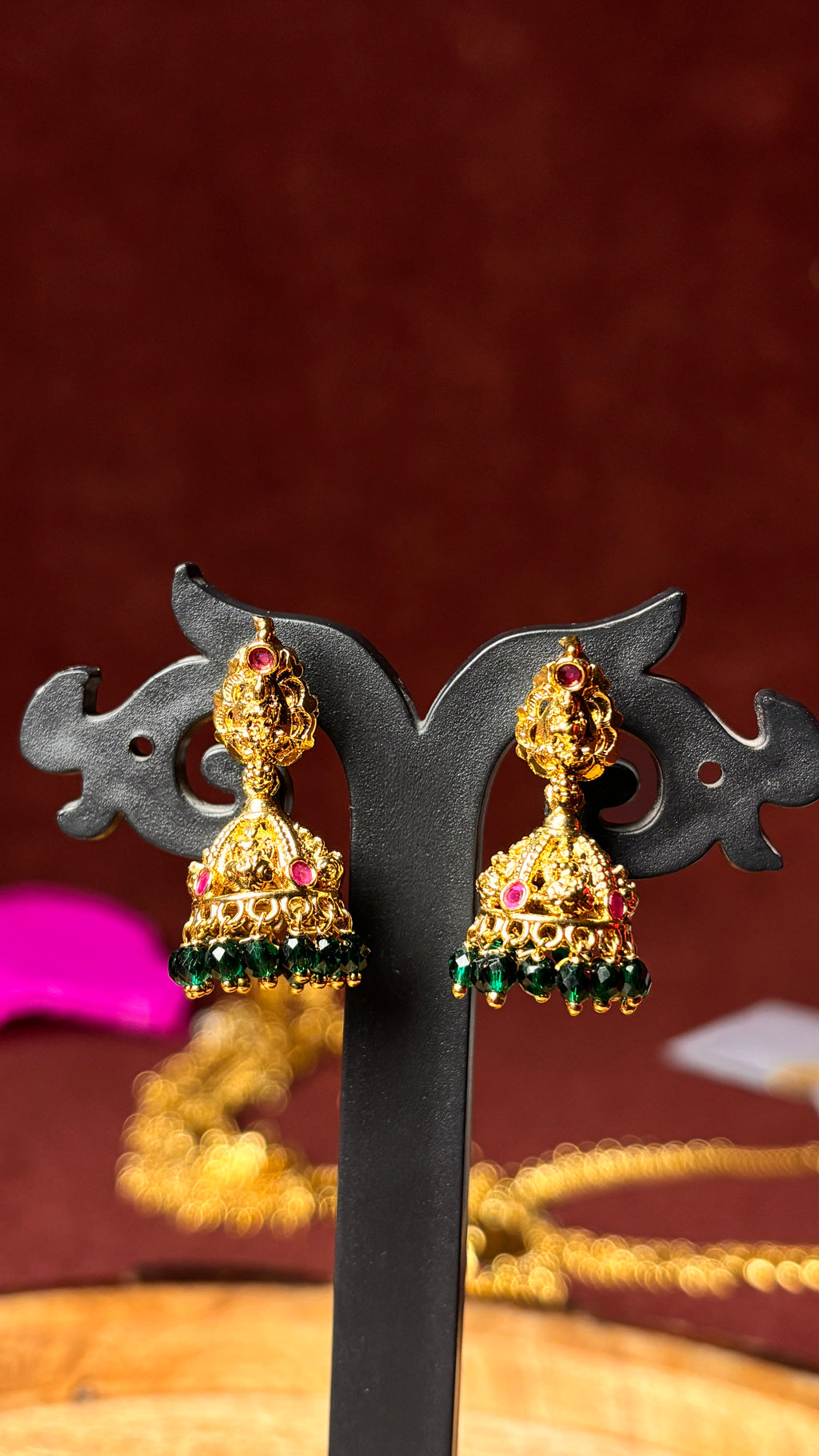 Nakshi Green Jhumka (Medium) SRJER117
