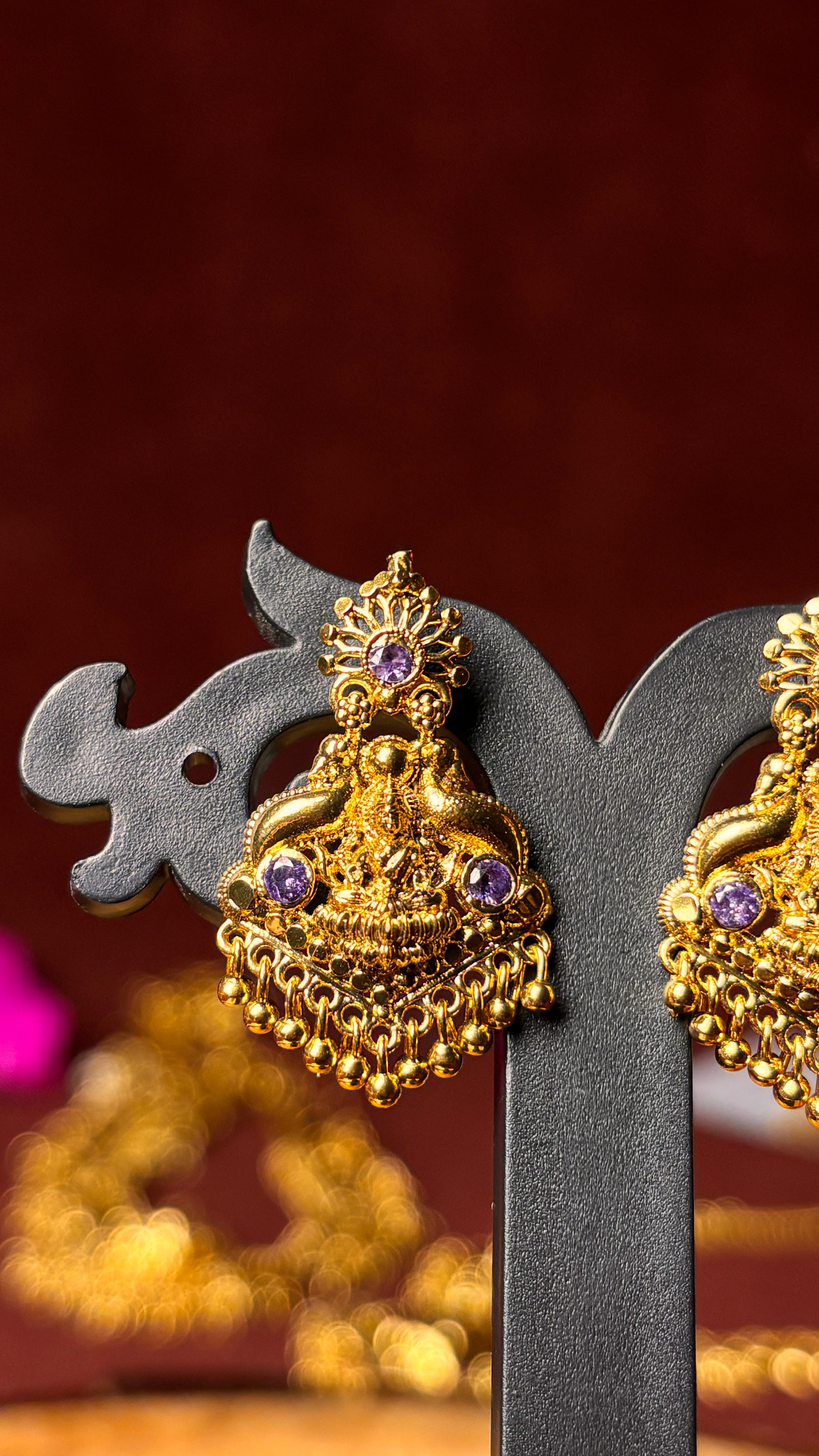 Lavender Stone Jhumka SRJER110