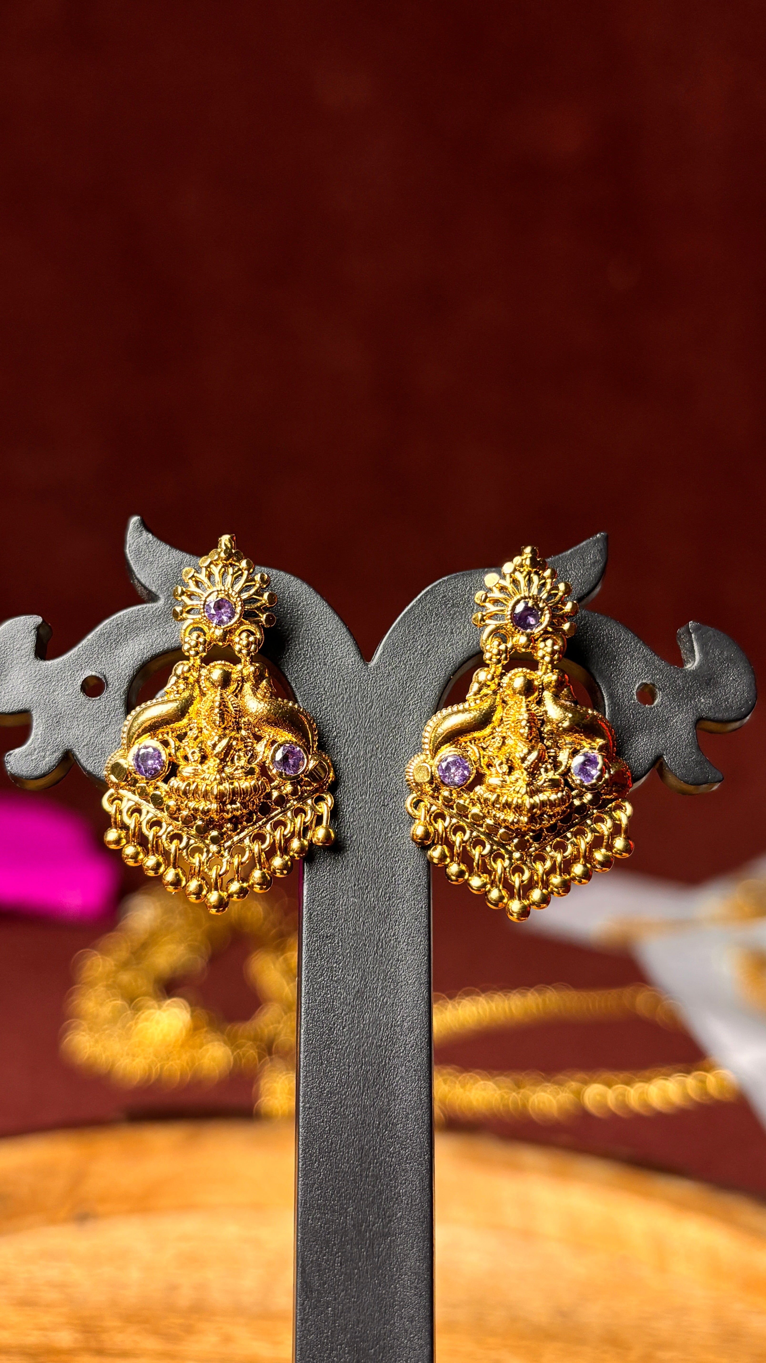 Lavender Stone Jhumka SRJER110