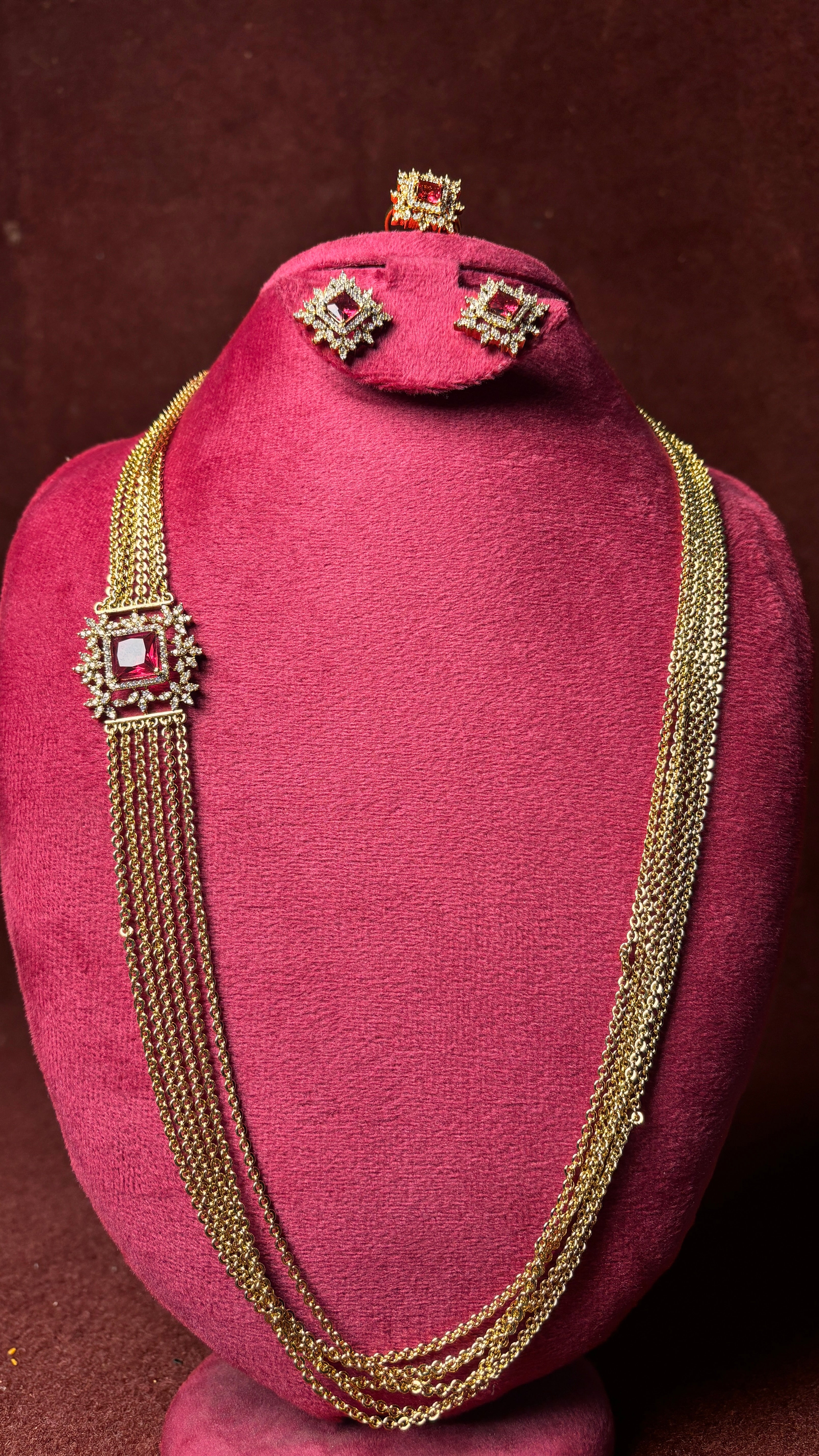 Rubi Chandraharam With Earrings+Ring SRJCH26